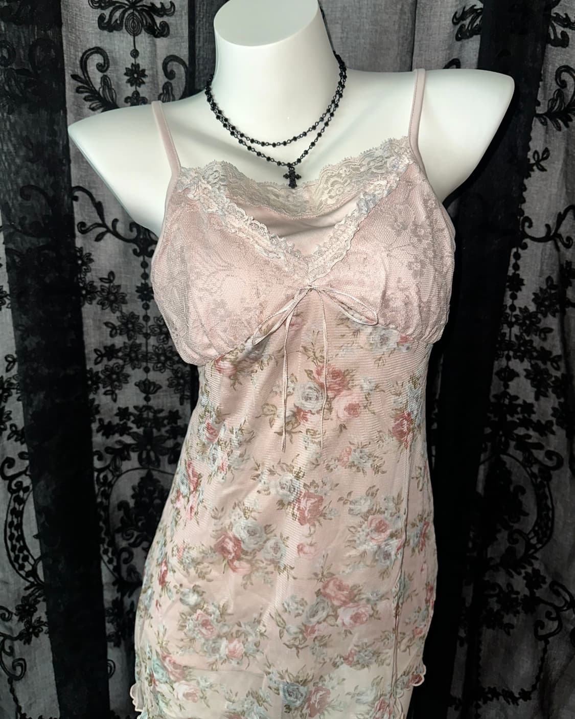 Flower-patterned lace slip 상품이미지2