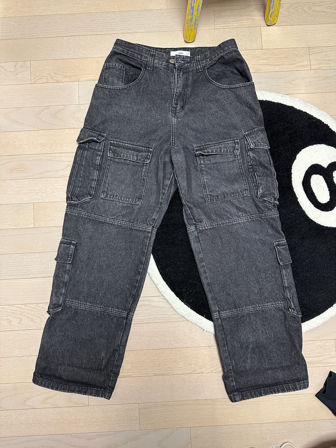 밀로 아카이브 블랙 카고 와이드 데님 팬츠 m 상품이미지1