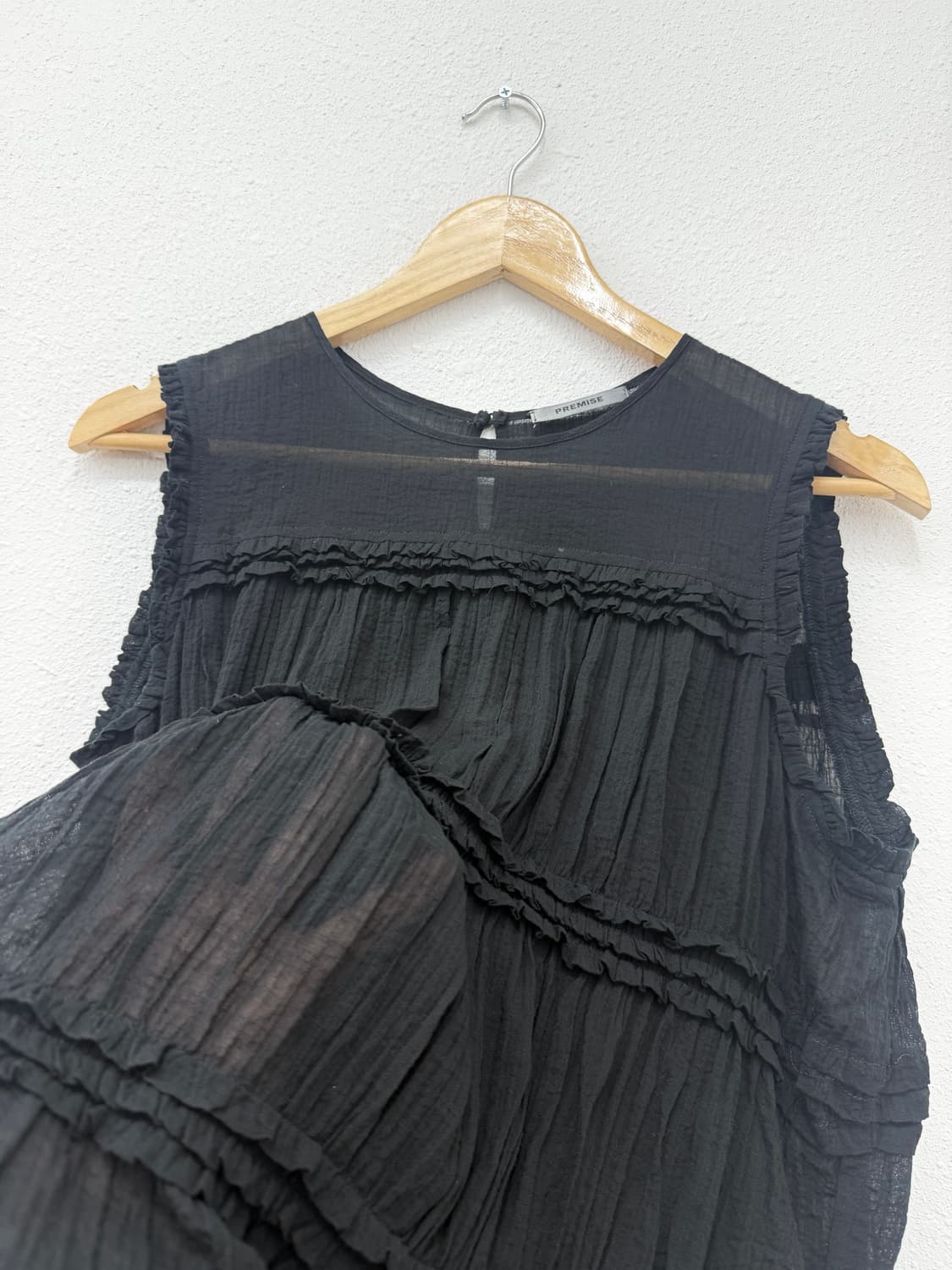 빈티지 PREMISE 블랙 프릴 레이어드 슬리브리스 상품이미지4