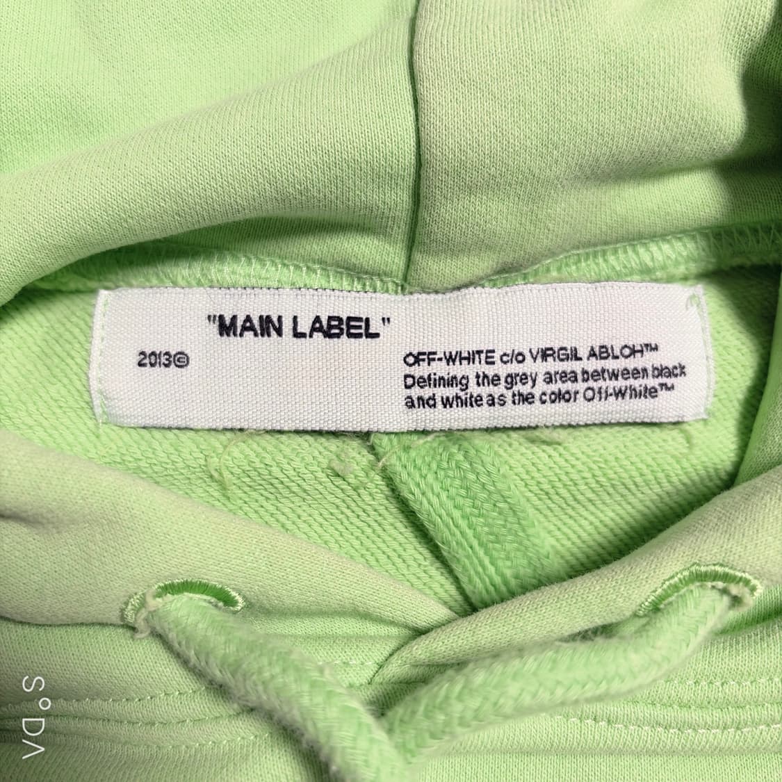 오프화이트 라임색 후드티 M~L 상품이미지3