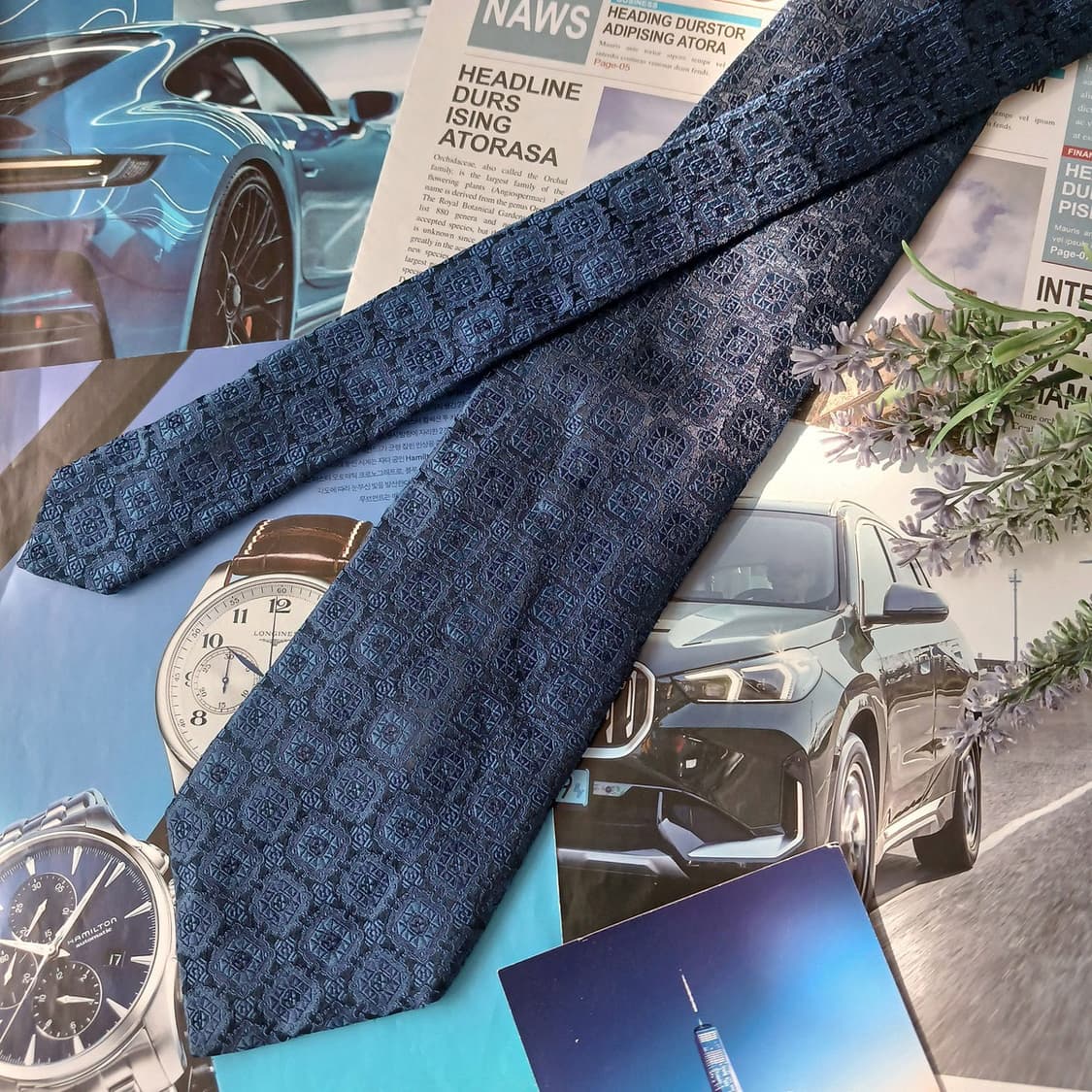 프로크호닉 실크 네이비 자카드 넥타이 9.6cm A+등급 A18917
 상품이미지2