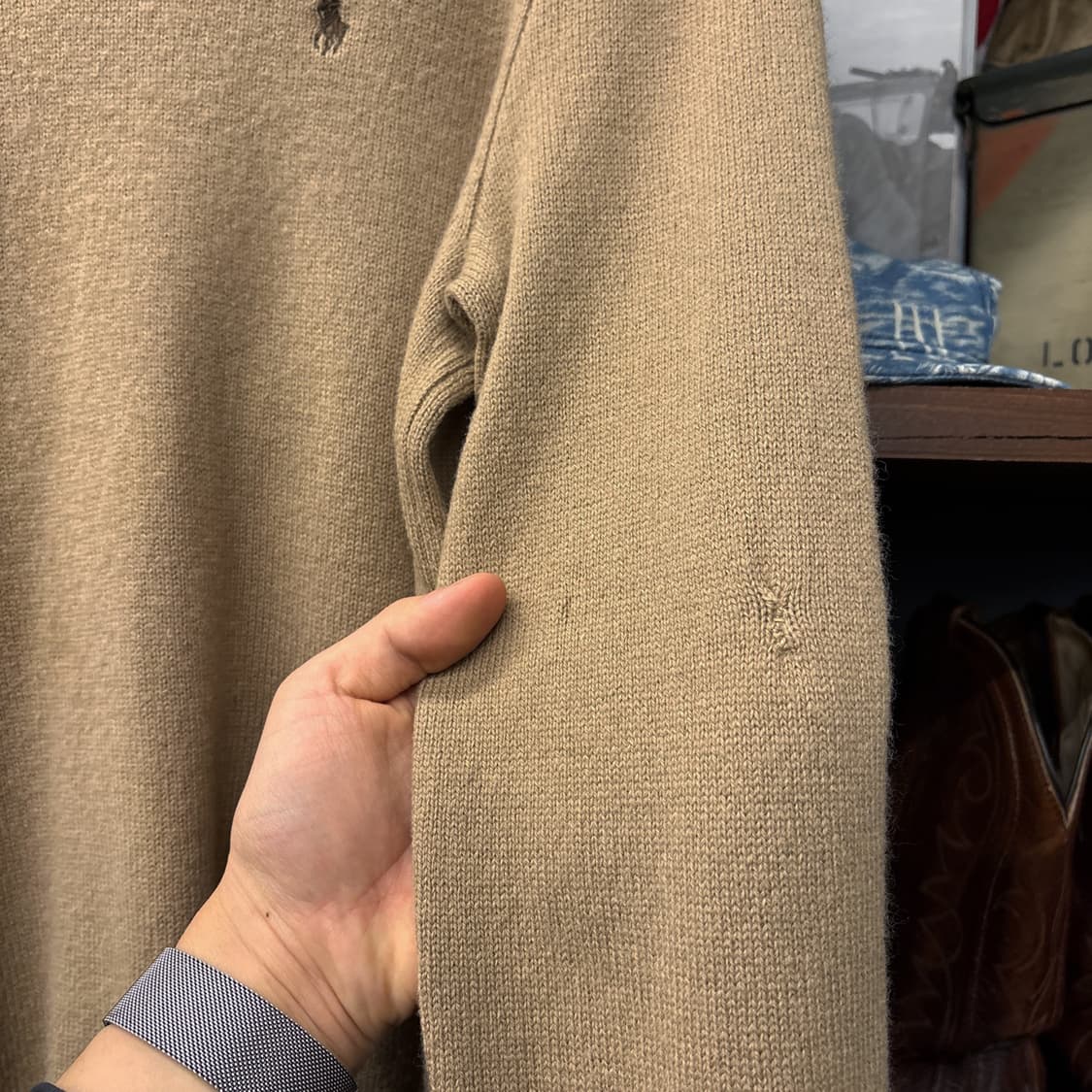 폴로 랄프로렌 브이넥 램스울 니트 스웨터 브라운 포니 자수 N316 상품이미지5