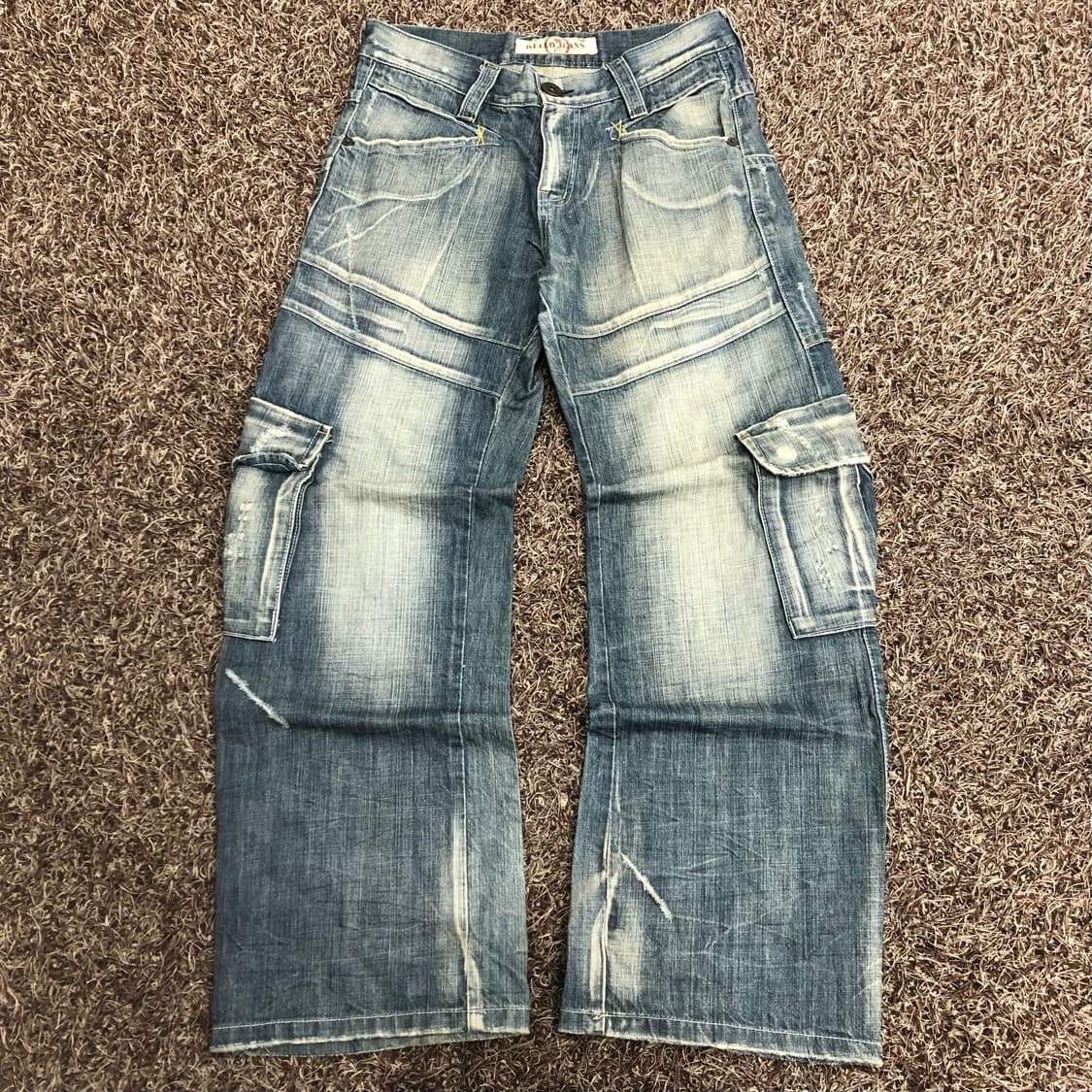 Kello Jeans 켈로 진스 워시드 와이드핏 카고 데님 팬츠 상품이미지1