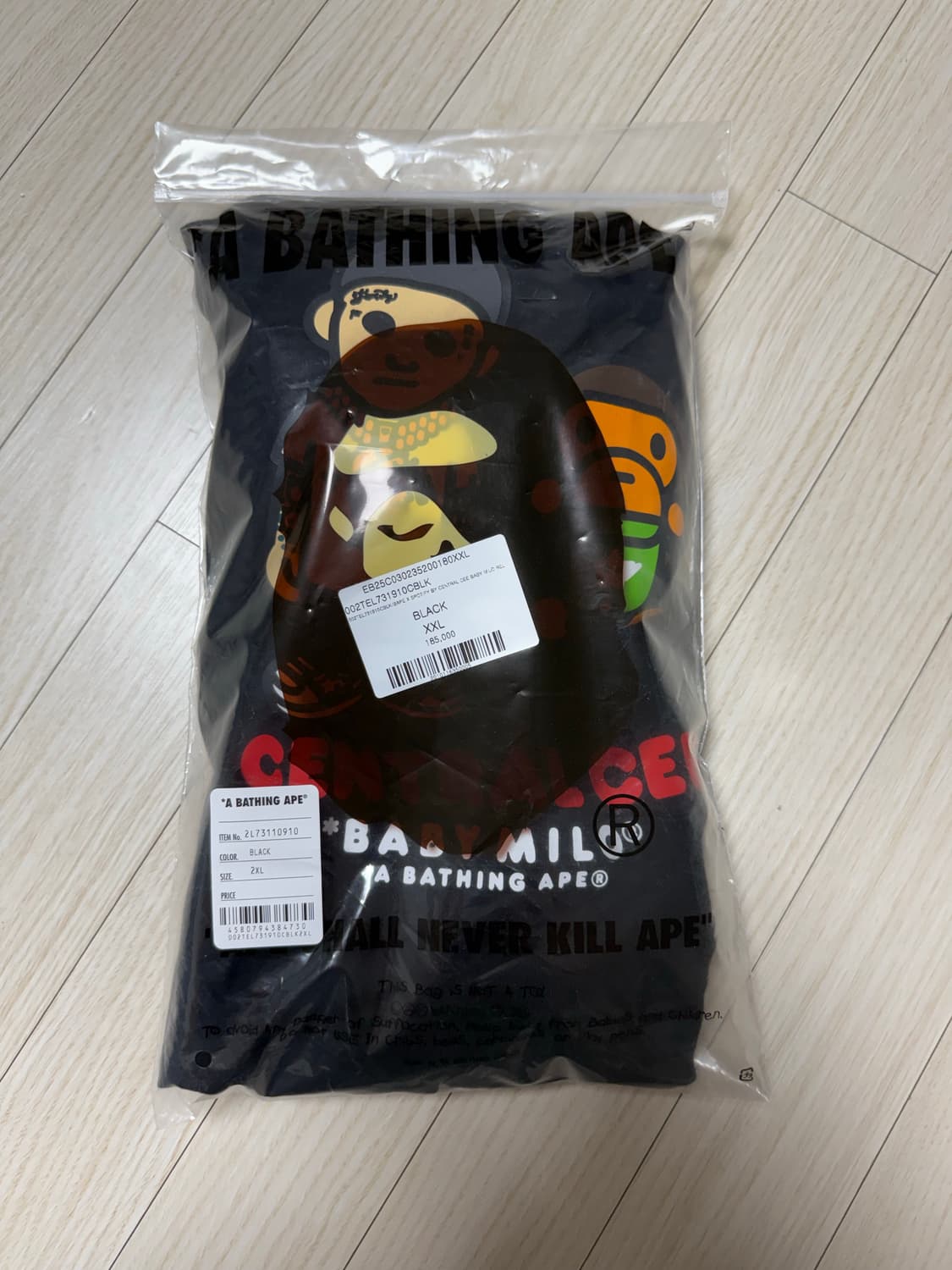 집에서 1회 착용) 베이프 X 센트럴 씨 X 스포티파이 반팔 상품이미지1