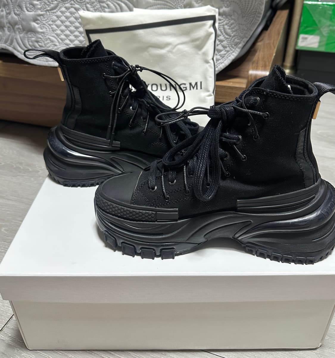 우영미 더블레이스 하이탑 블랙 상품이미지5