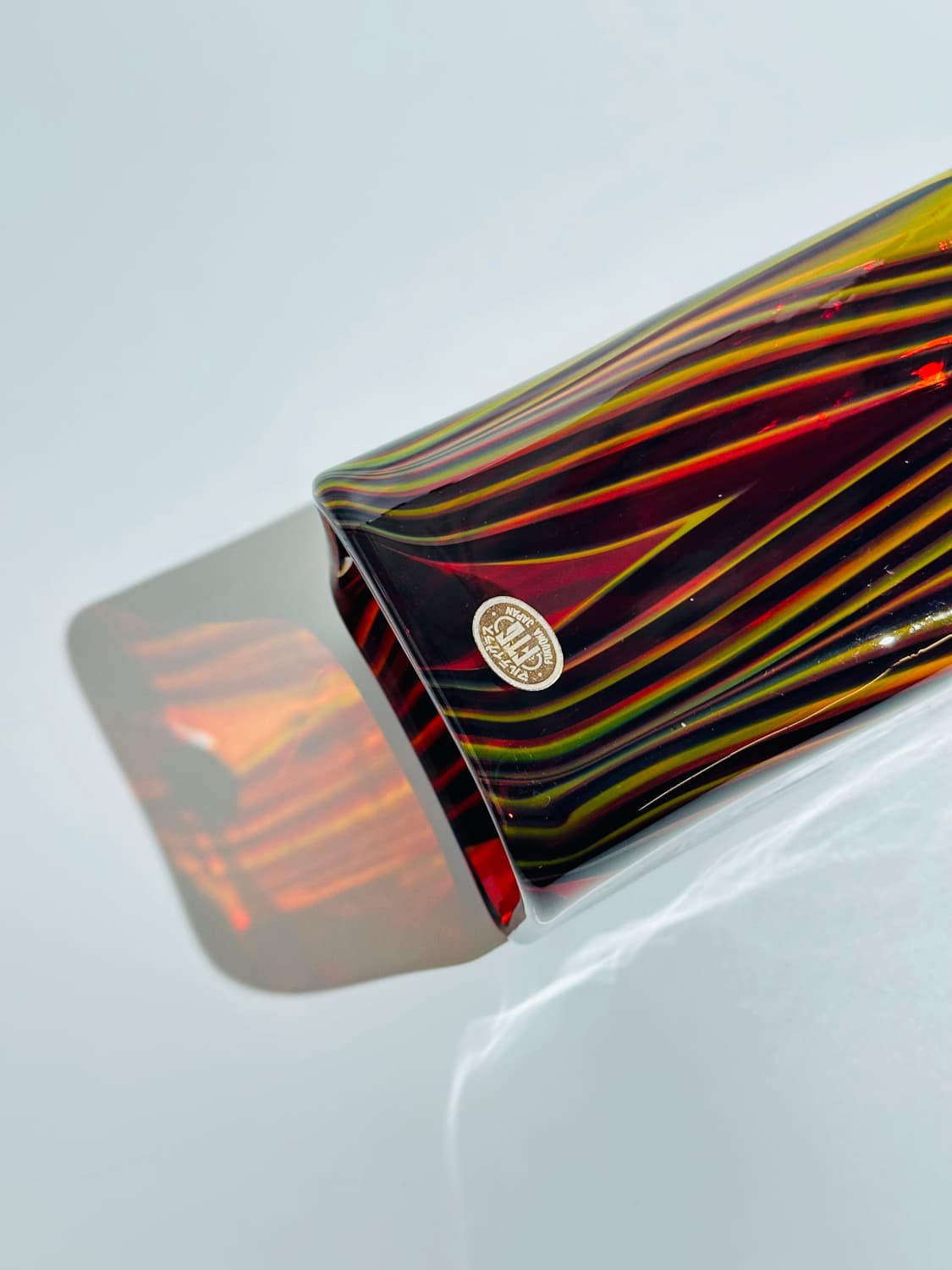 일본 빈티지 마르티 아트글라스 스퀘어 대형 화병 상품이미지7