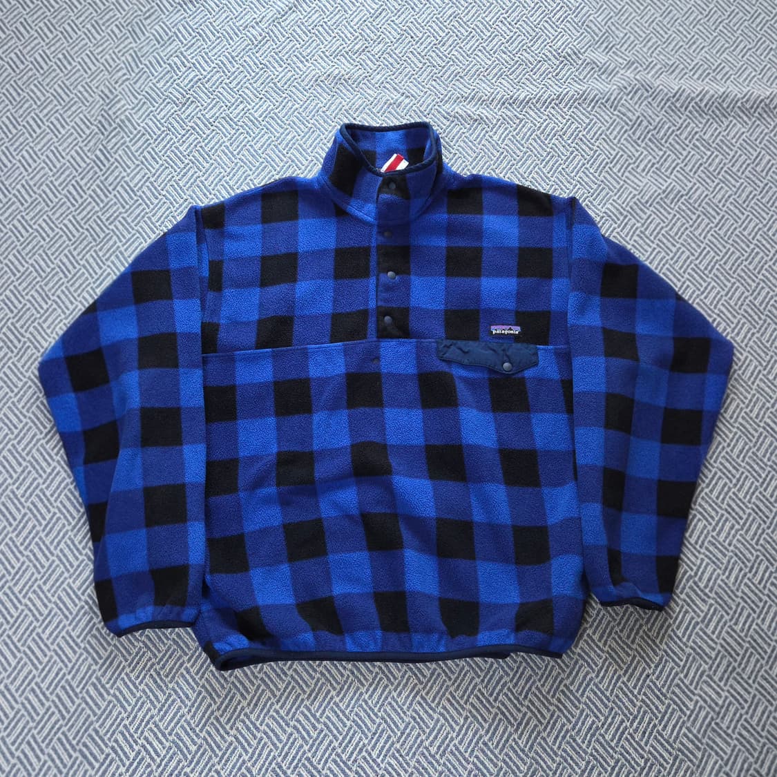 (L)파타고니아 블루 플레이드 패턴 신칠라 플리스 상품이미지1