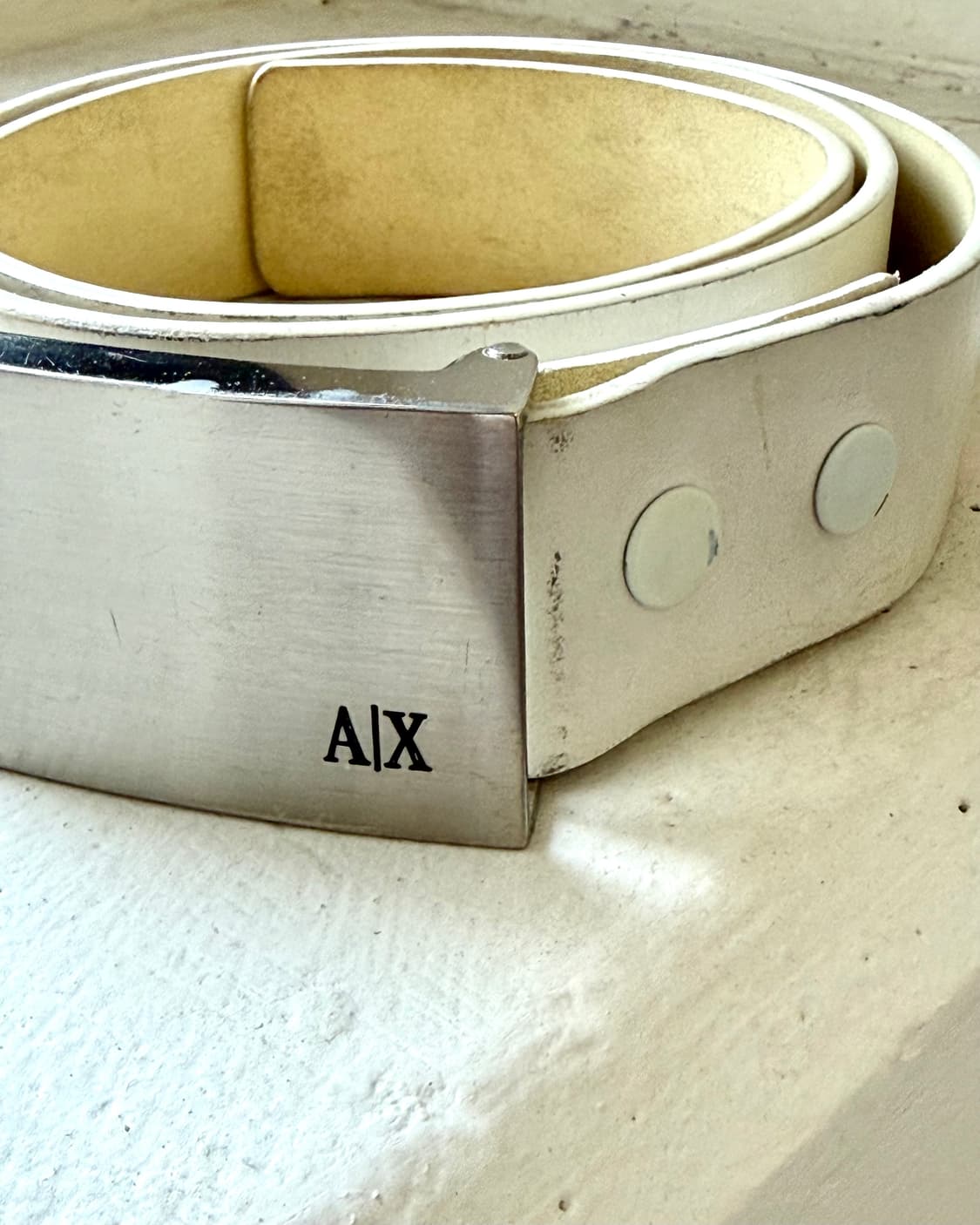 아르마니 익스체인지 화이트 리얼레더 벨트 상품이미지2