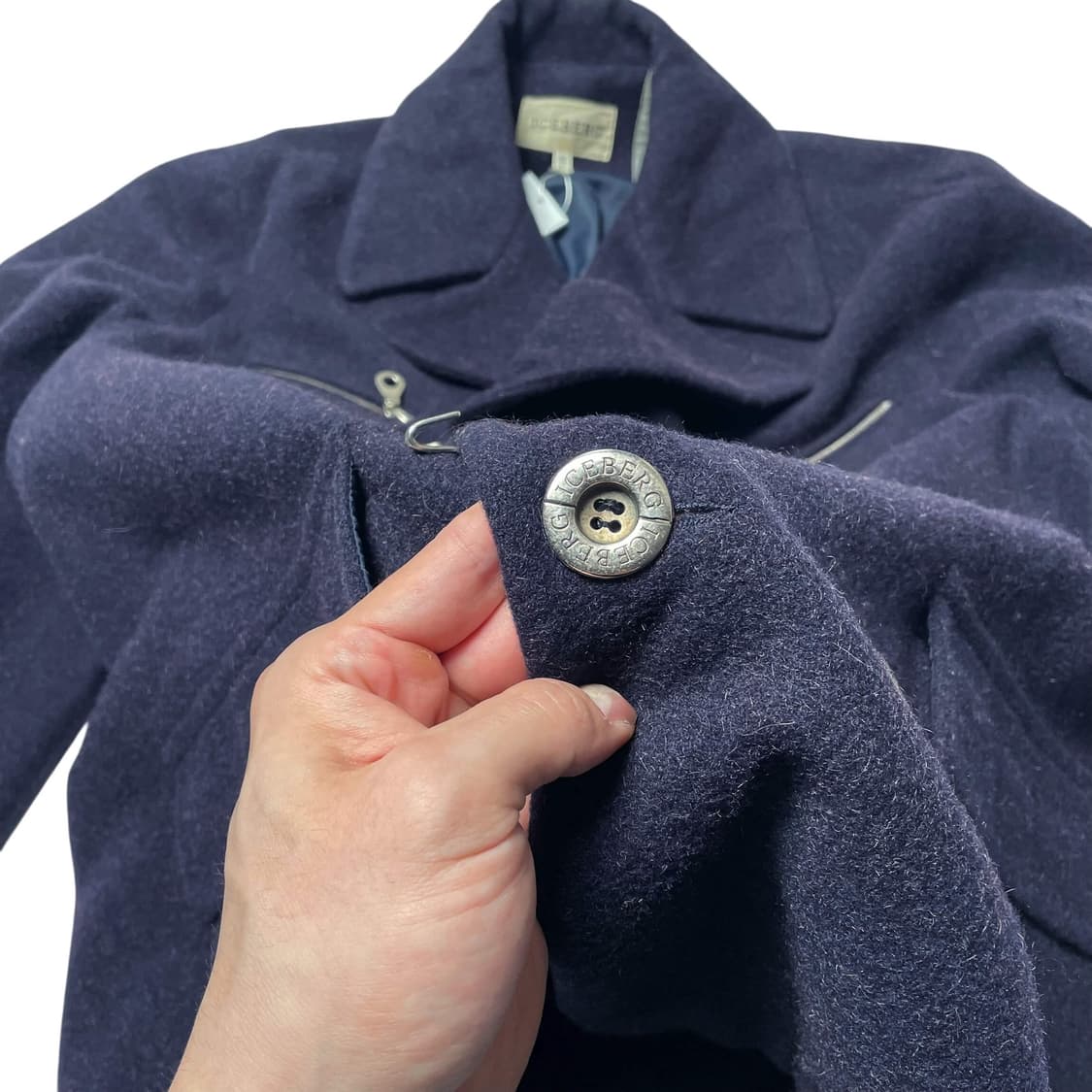 90's iceberg 대각지퍼 버튼 포인트 해군 코트 (italy) 상품이미지5