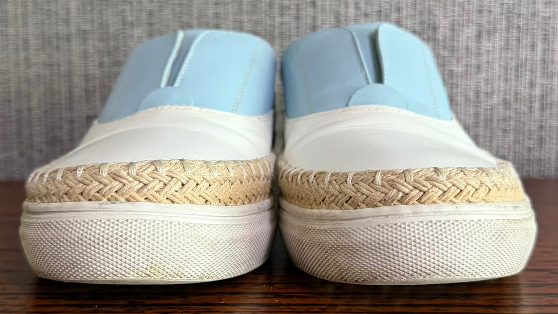 어그 UGG 레더 슬립온 하늘색 흰색 가죽 양털 에스파드류 스니커즈 36 상품이미지2