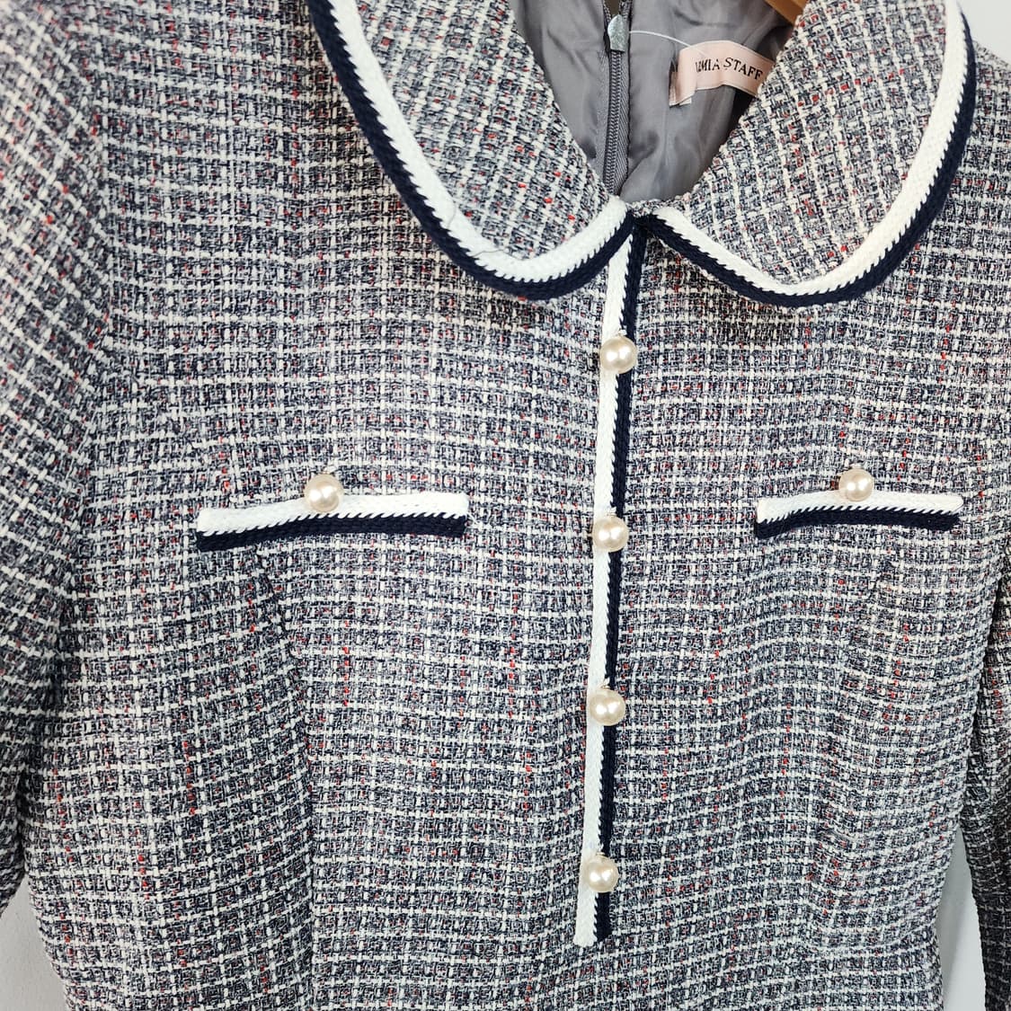 ULMIA STAFF 트위드 카라넥 긴팔 원피스 상품이미지3