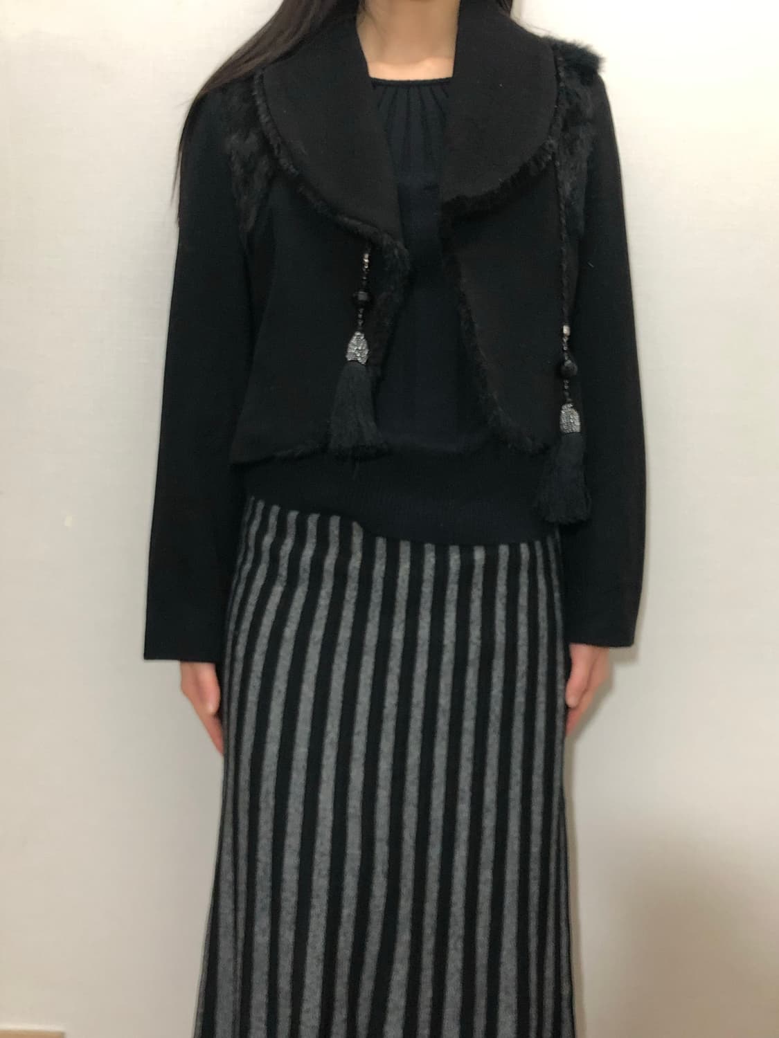 빈티지 블랙 퍼 디테일 자켓 상품이미지5