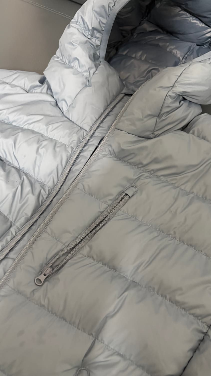 무신사 스탠다드 시티 레저 후디드 라이트 다운 재킷 문 블루 경량패딩 상품이미지4