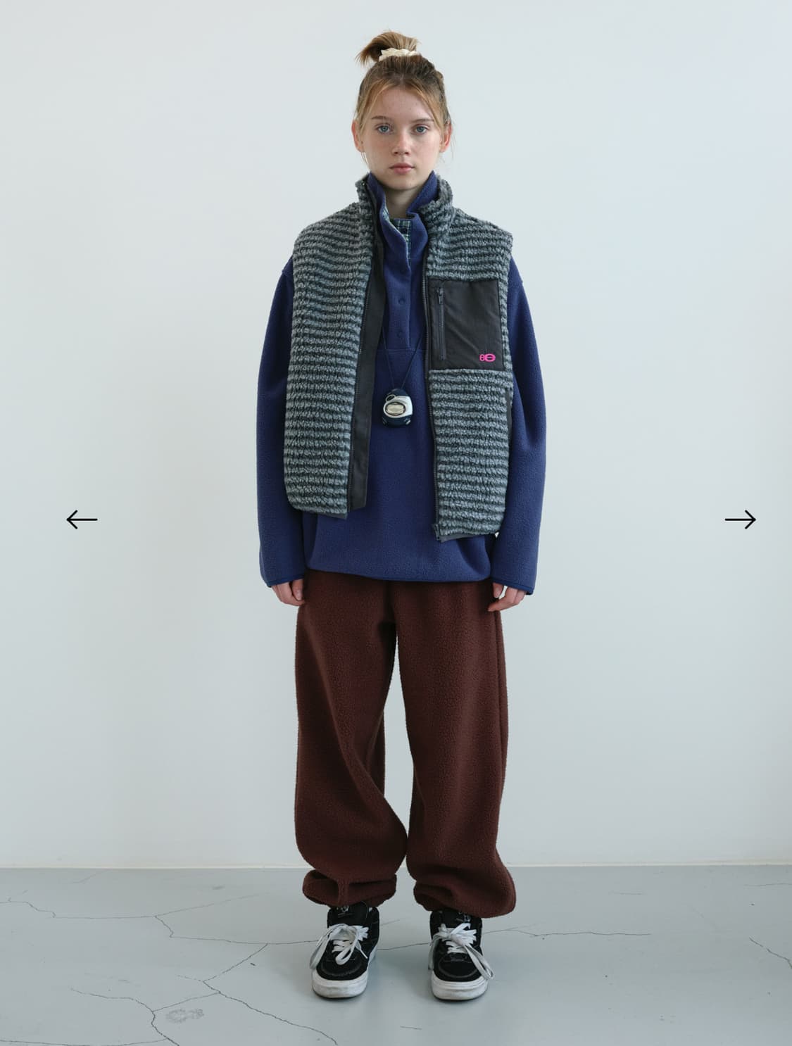 스트라이프 부클 플리스 베스트 상품이미지1