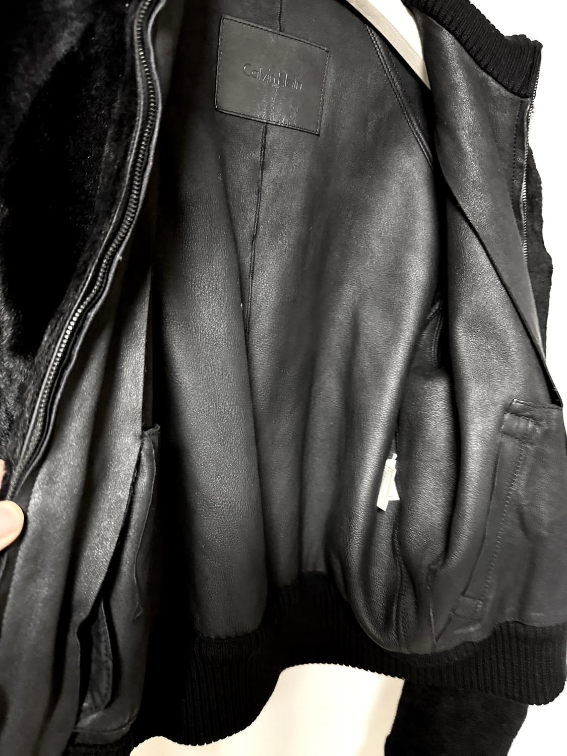 캘빈클라인 메인컬렉션 밀리터리 2way 리얼퍼 레더 봄버 상품이미지7