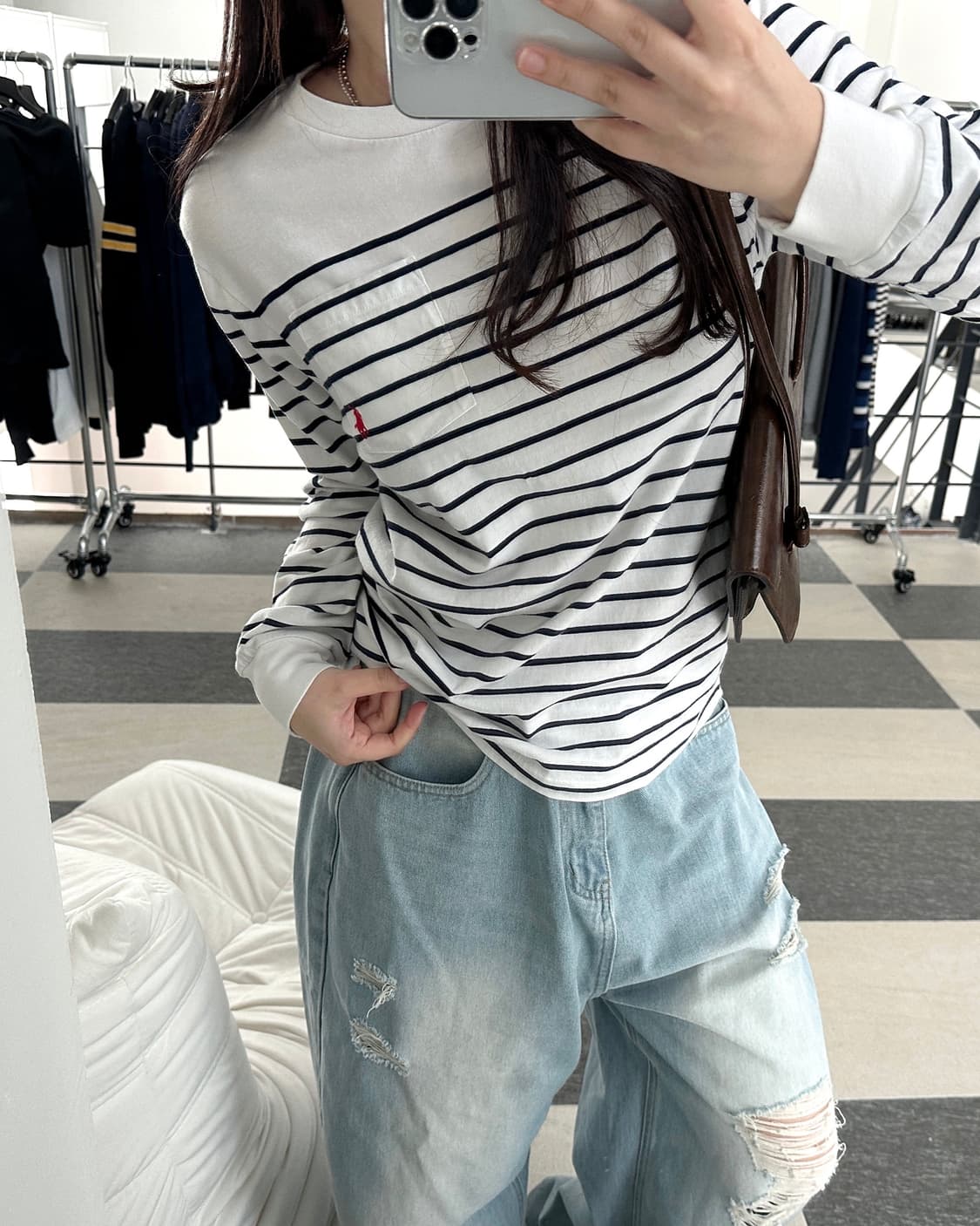 폴로 랄프로렌 스트라이프 포켓 롱슬리브  상품이미지3