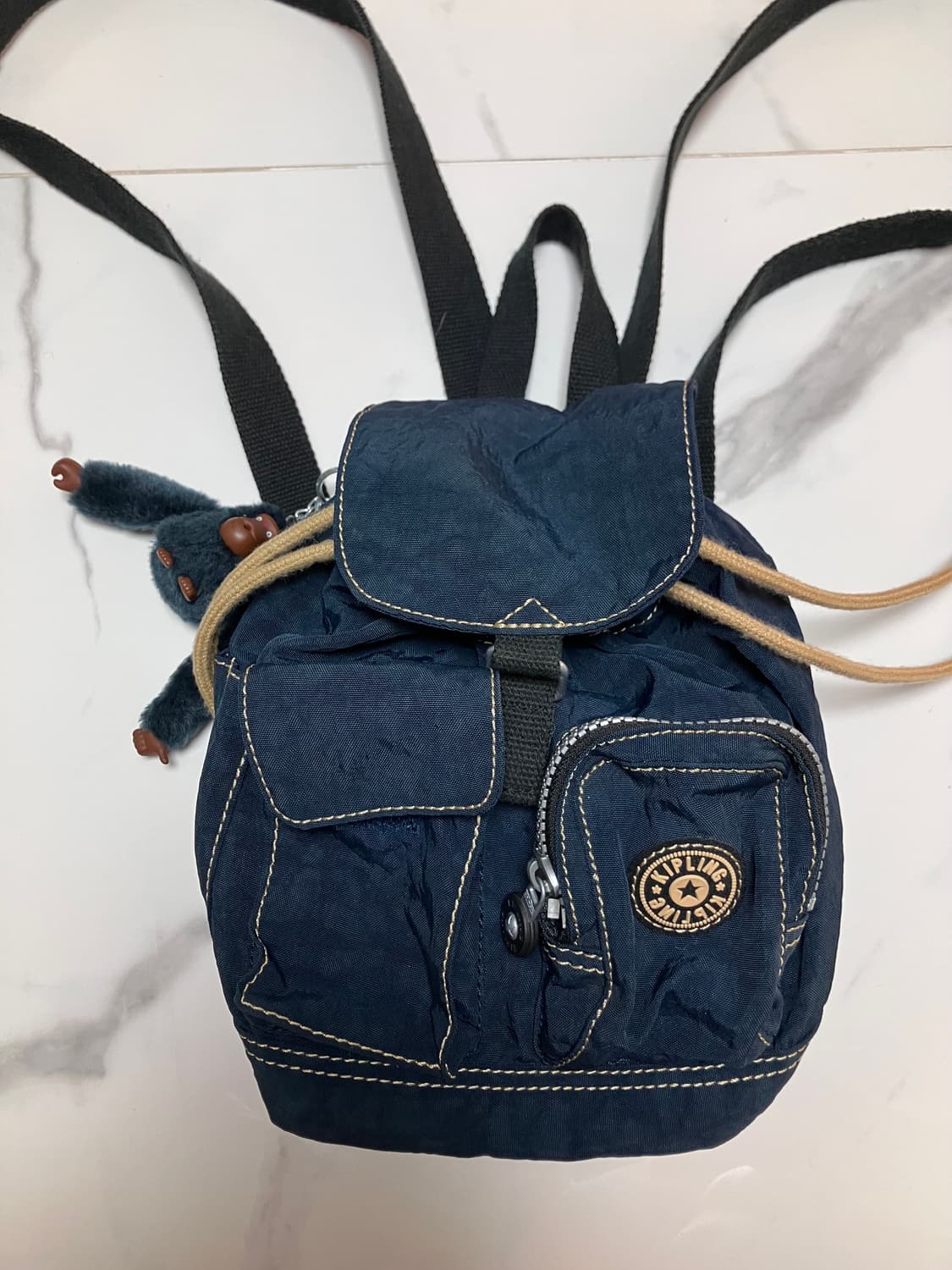 Y2K 희귀 키플링 마이크로 미니 복조리 백팩 네이비 고릴라 키링포함 상품이미지2