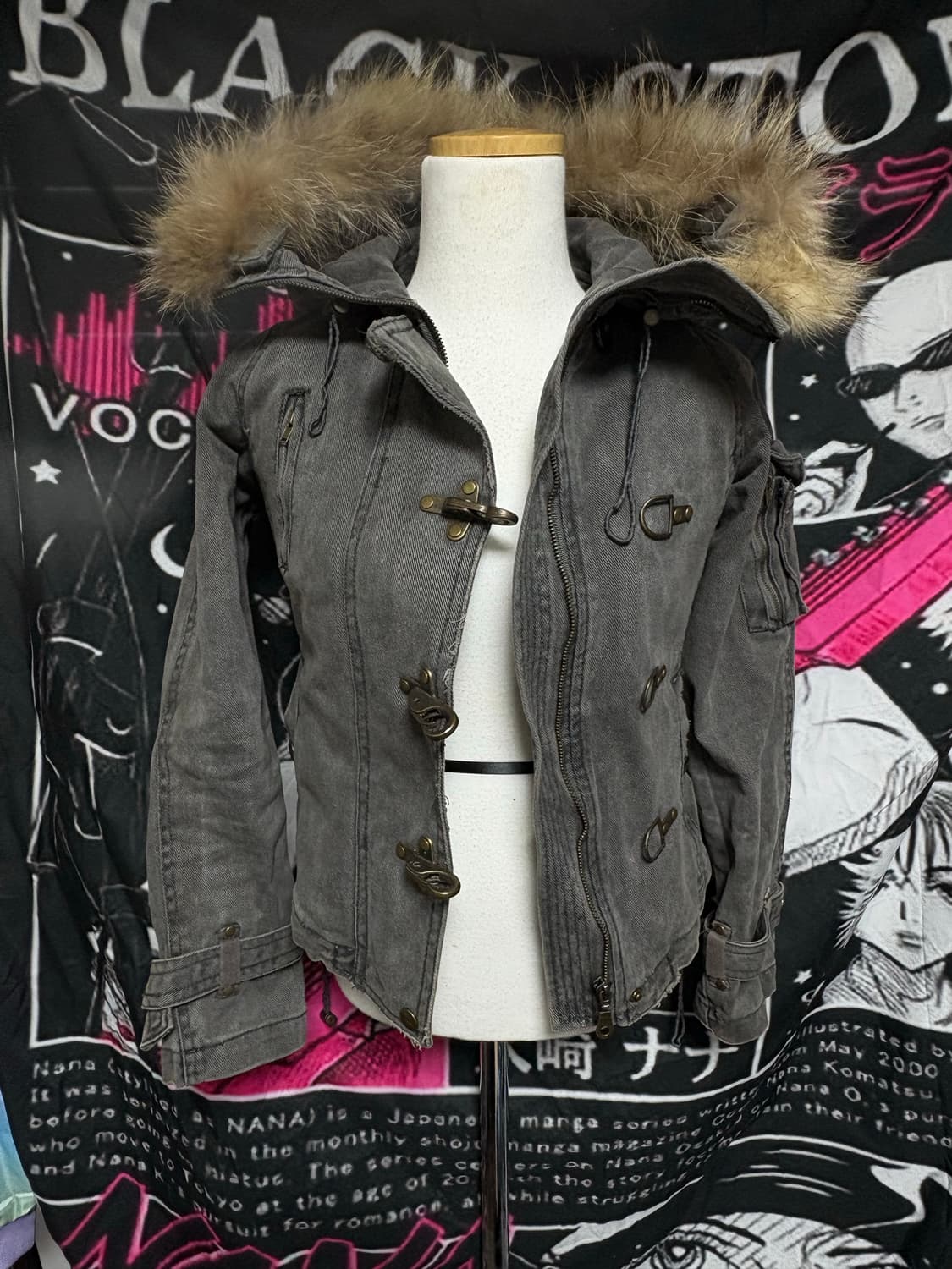 Y2k 갸루 퍼 데님 털자켓 빈티지 상품이미지3