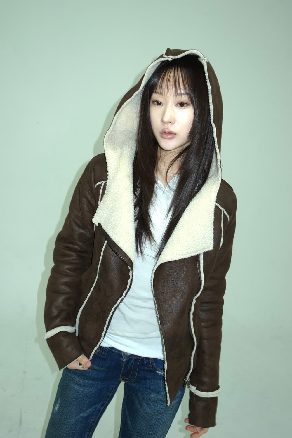 무스탕 후드 자켓 상품이미지1