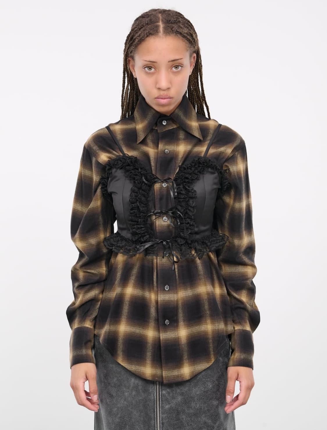 바퀘라 란제리 버튼다운 레이어드 셔츠 상품이미지1