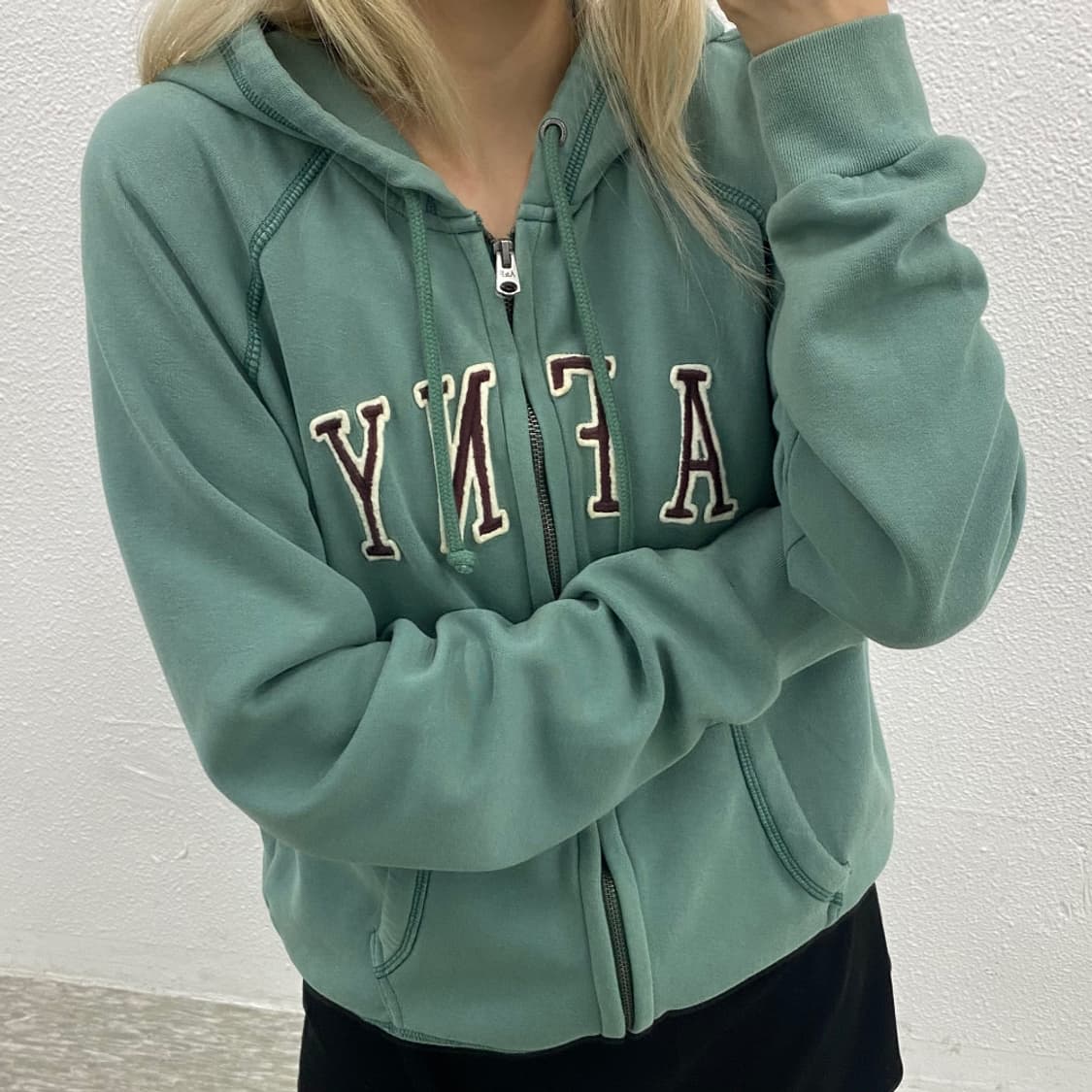 아베크롬비 자수로고 뮤트그린 후드집업 M 상품이미지4