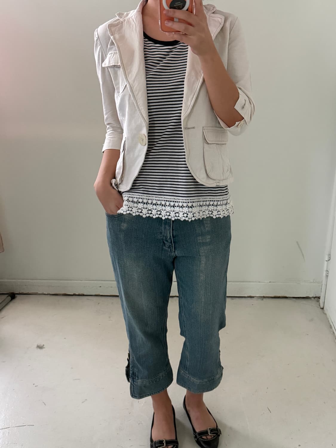 일본빈티지 크림 포켓 숏자켓  상품이미지1