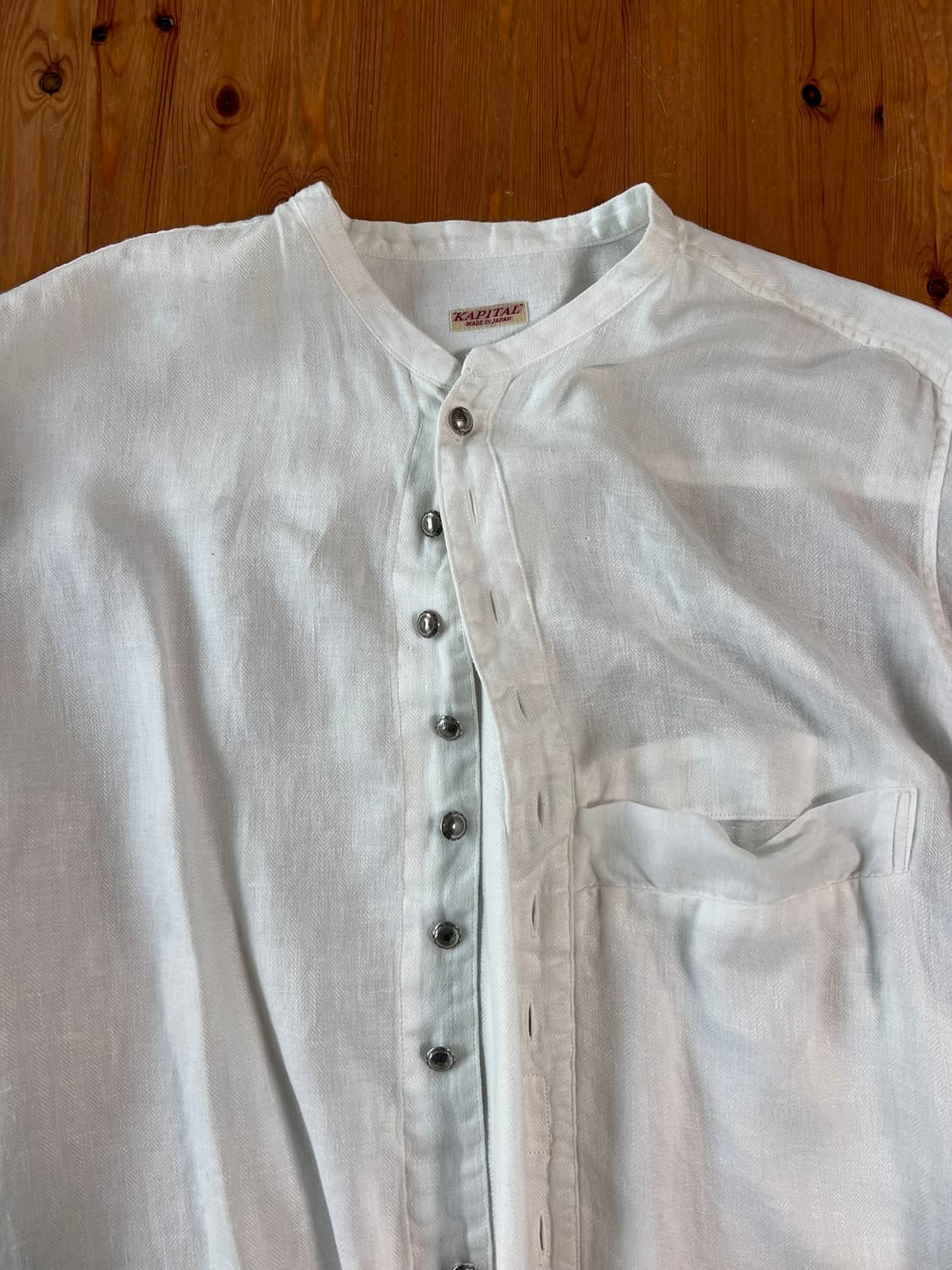 캐피탈 KAPITAL 거즈 린넨 헤링본 스탠드 페니 셔츠 상품이미지4