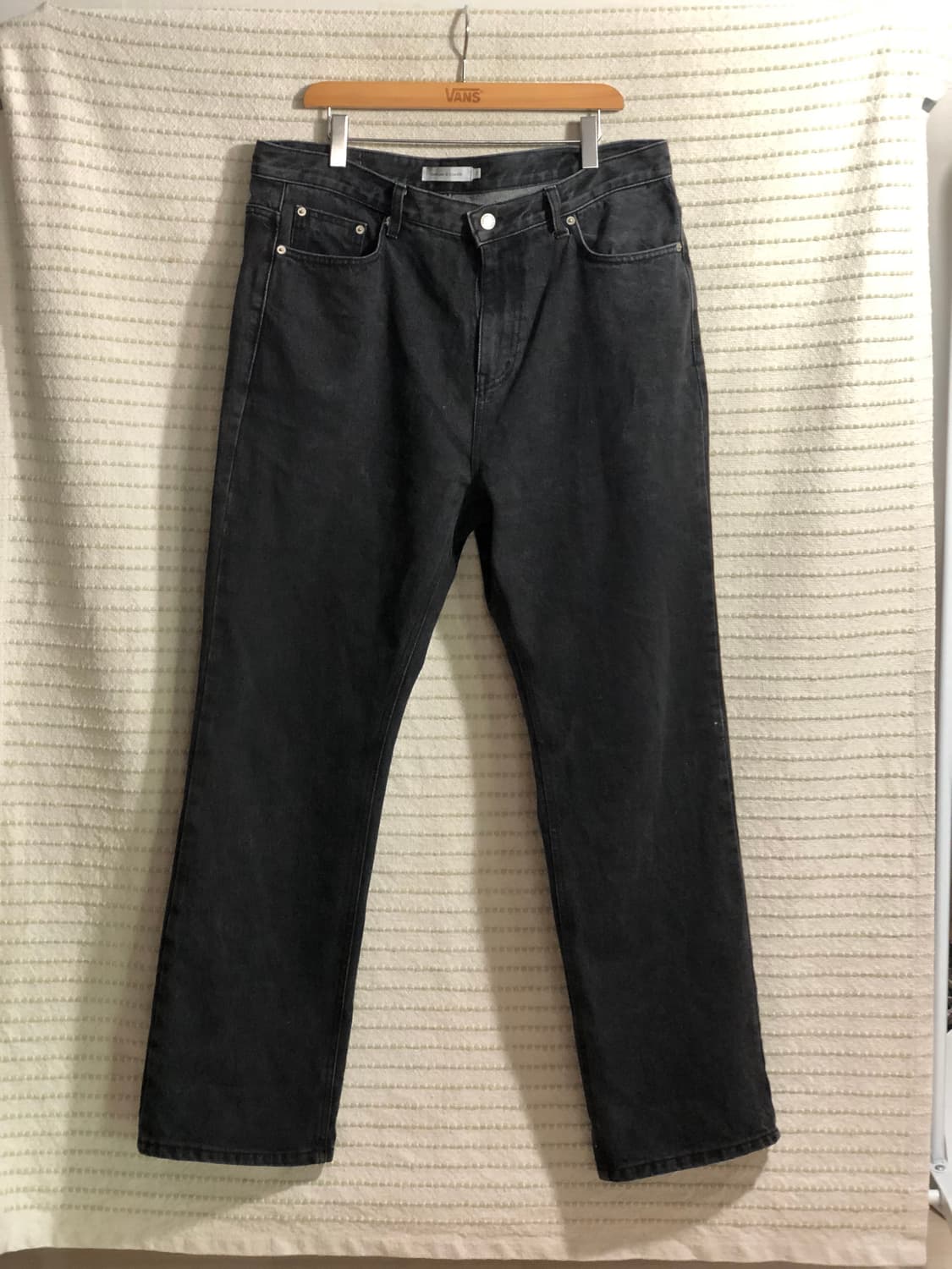 커스텀어클락 블랙 세미 와이드 청바지 흑청 데님 34 상품이미지1