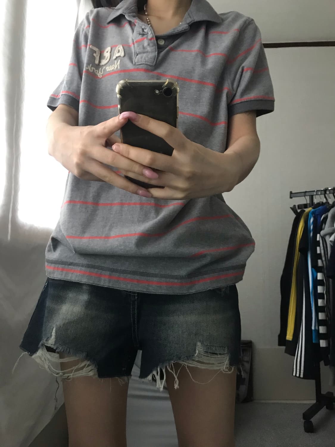 아베크롬비 그레이 스트라이프 반팔티셔츠 상품이미지2