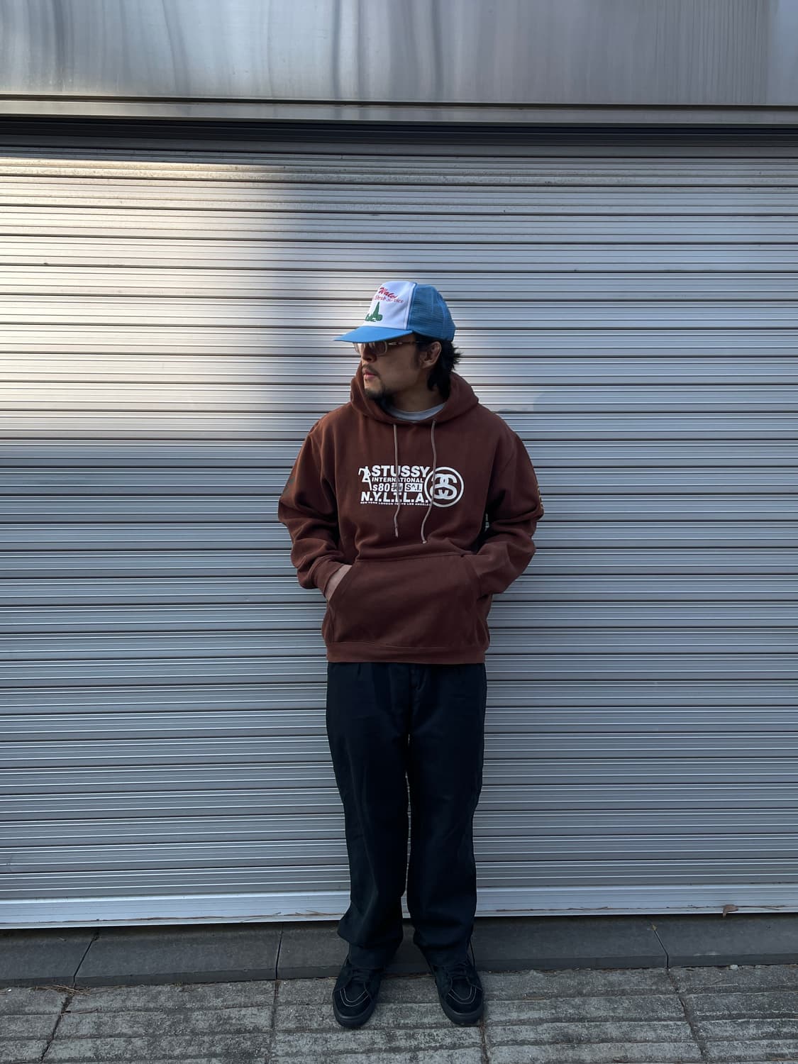 00s Stüssy Faded Brown hoodie 상품이미지6