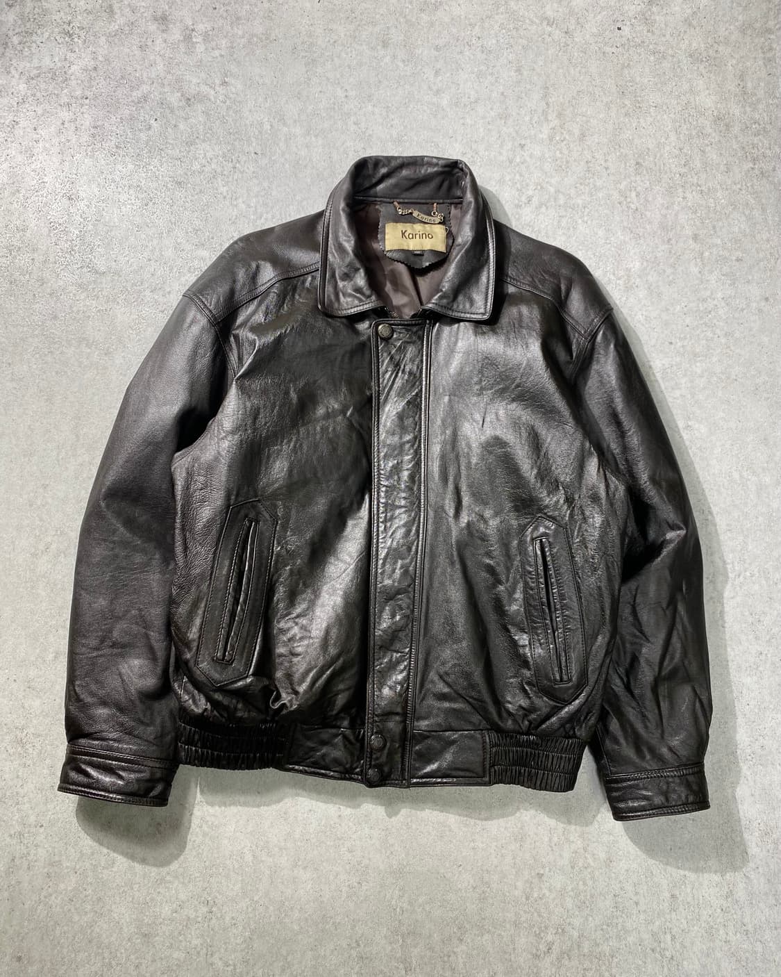 [L] 90s Karino 빈티지 양가죽 레더 봄버자켓 상품이미지1