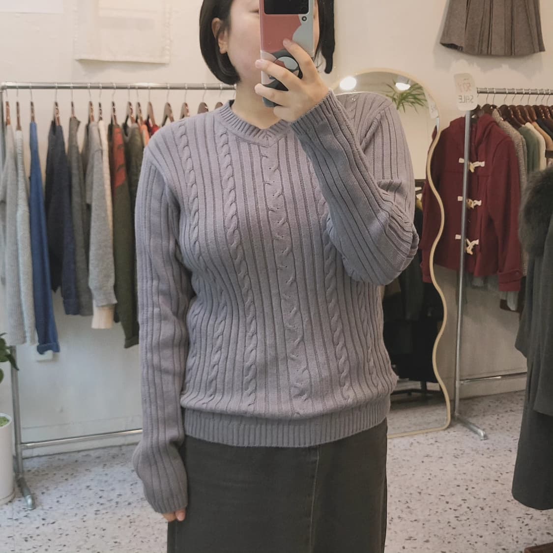 블루그레이 케이블 면니트 상품이미지10