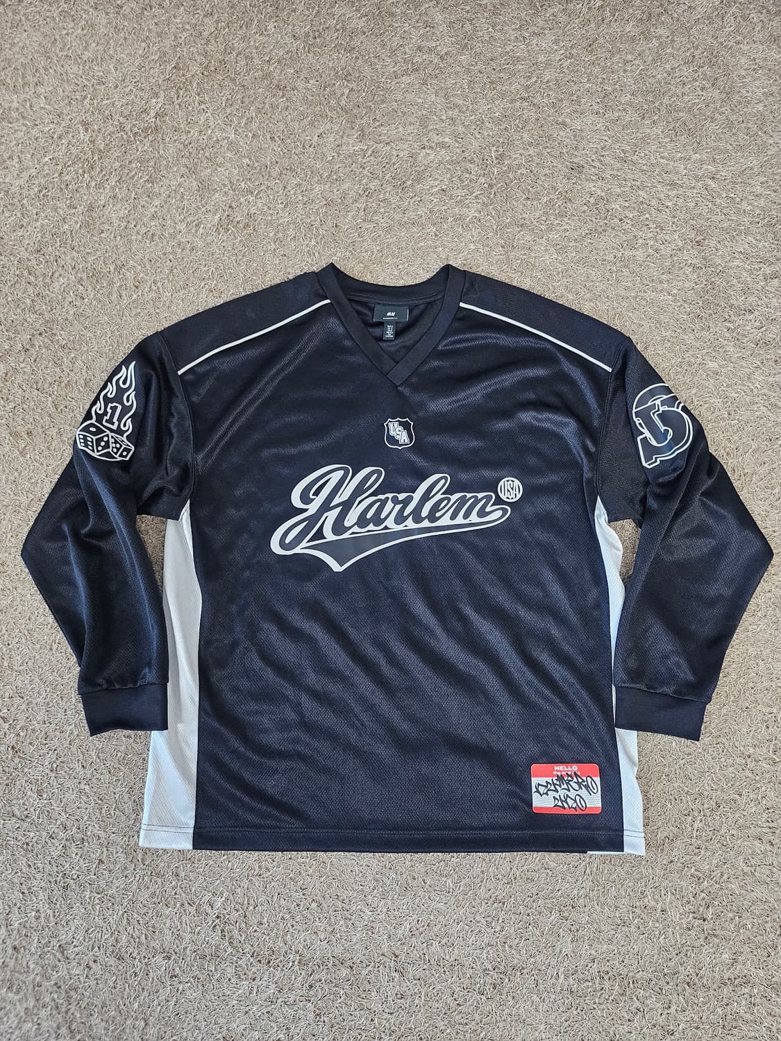 (XL-100) H&M 롱 슬리브 메쉬 탑 긴팔티 풋볼 져지 상품이미지1