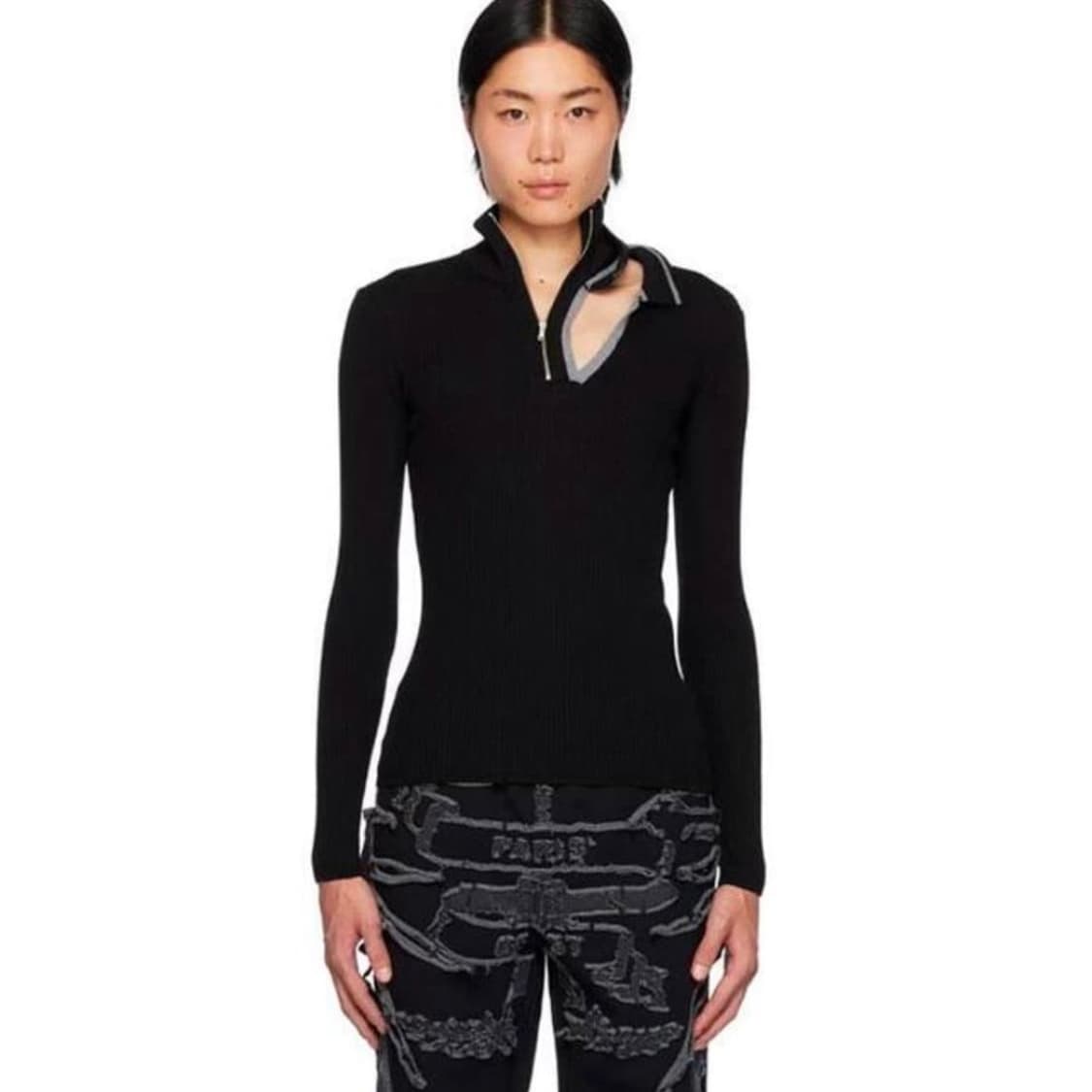 와이프로젝트 23FW 더블넥카라 니트 상품이미지1