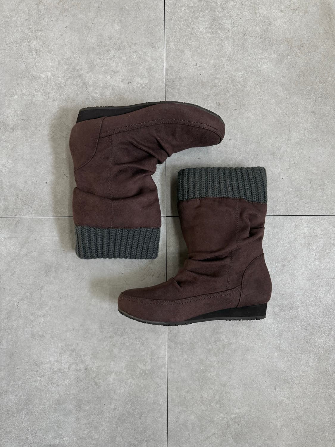 jelly beans 니트 커프 스웨이드 부츠 상품이미지5