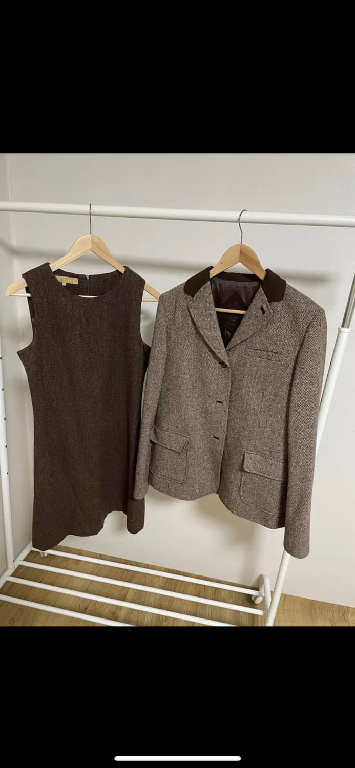 비꼴리끄 헤링본 브라운 자켓 팬츠 원피스 셋업 하객룩 승마복 라보빈티지 상품이미지10