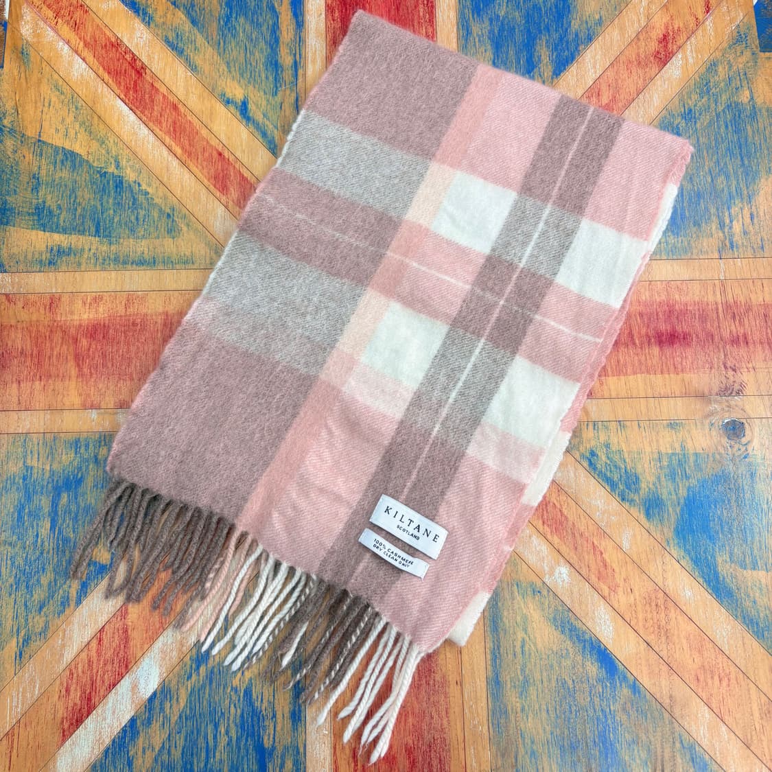 KILTANE 핑크 체크 캐시미어 머플러 Scotland 상품이미지2