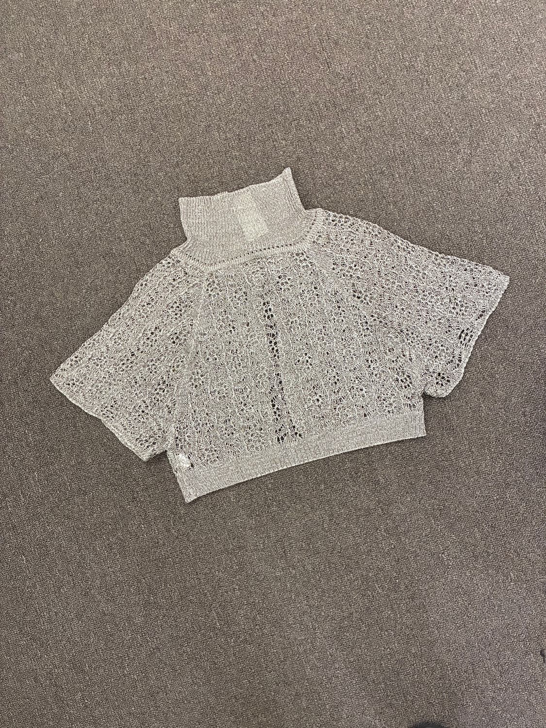 OS)Japanese vintage 여성 펀칭 발팔 니트 가디건 상품이미지5