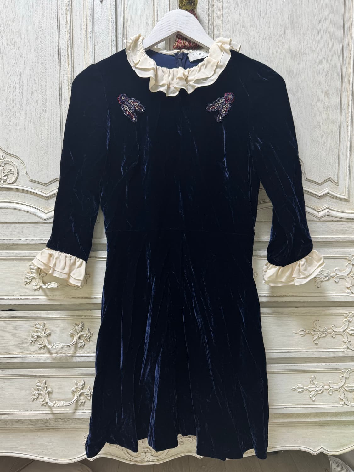 산드로 벨벳 원피스 상품이미지1