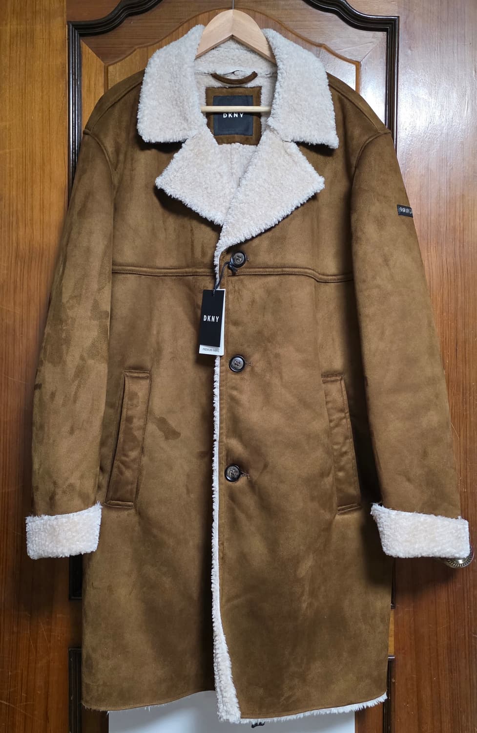 DKNY 프리미엄 비건 무스탕 XL 새상품 브라운 합피 코트 자켓 물세탁 상품이미지8