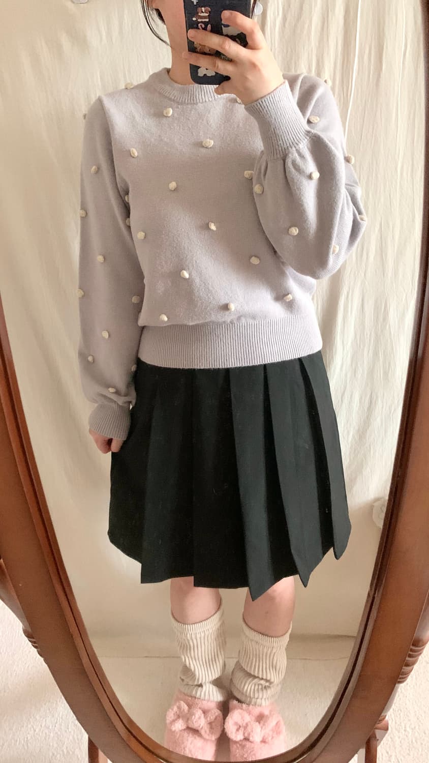 마제스틱레곤 연보라 도트 니트 상품이미지3