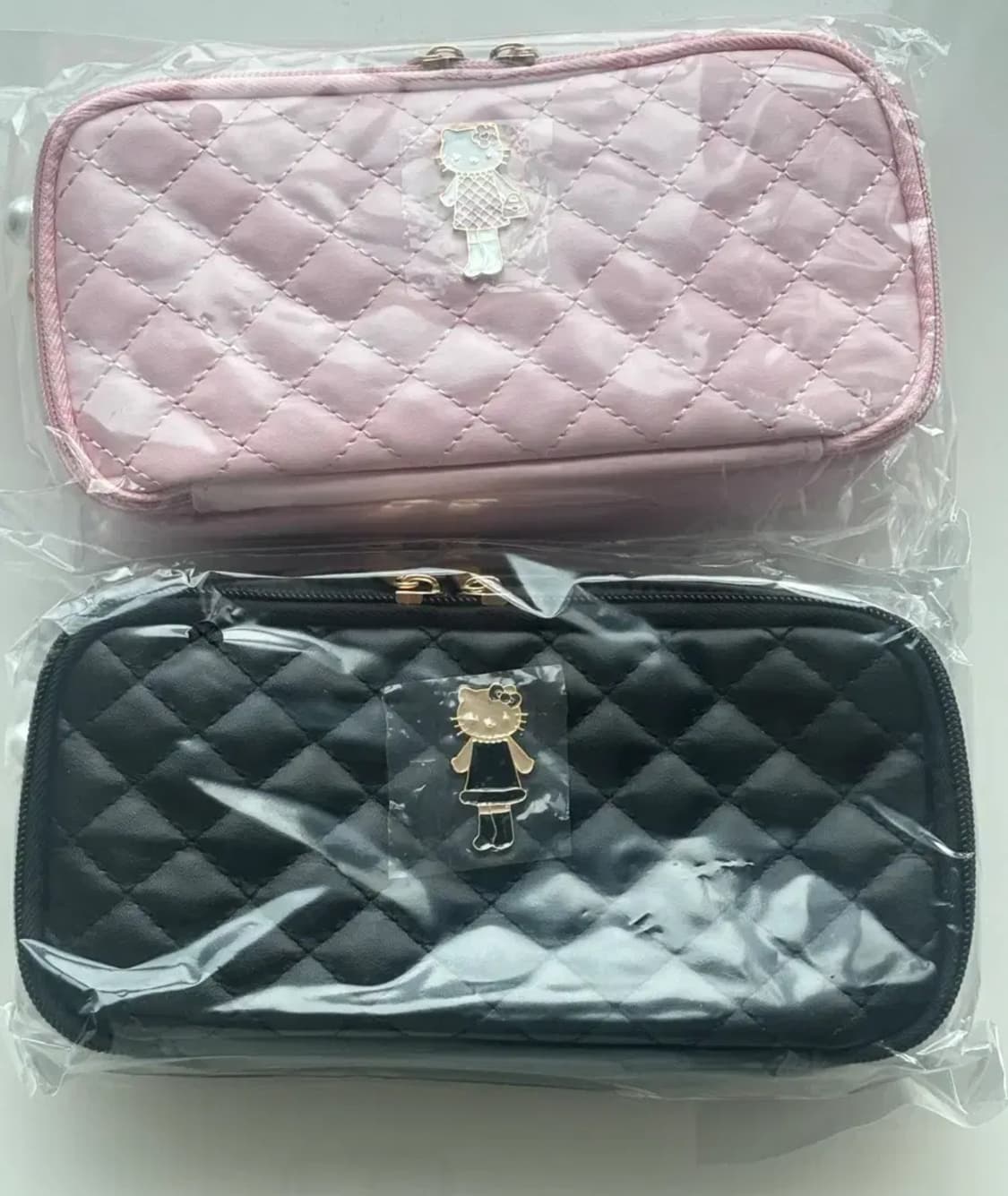 산리오 키티 퀼팅 파우치 핑크/블랙 새상품 상품이미지1