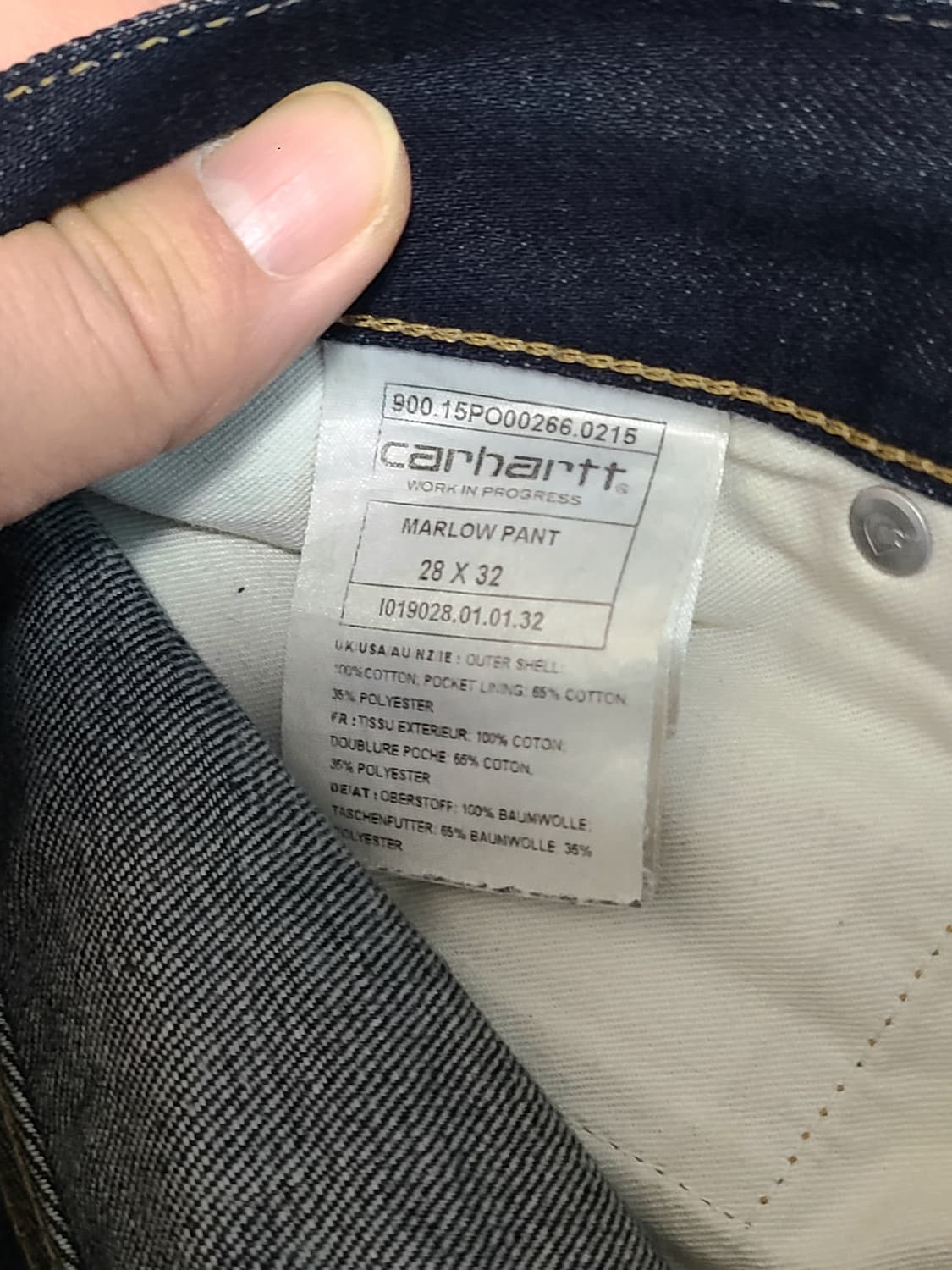칼하트 말로우 팬츠 28x32 다크 워시28-30  인치 상품이미지6