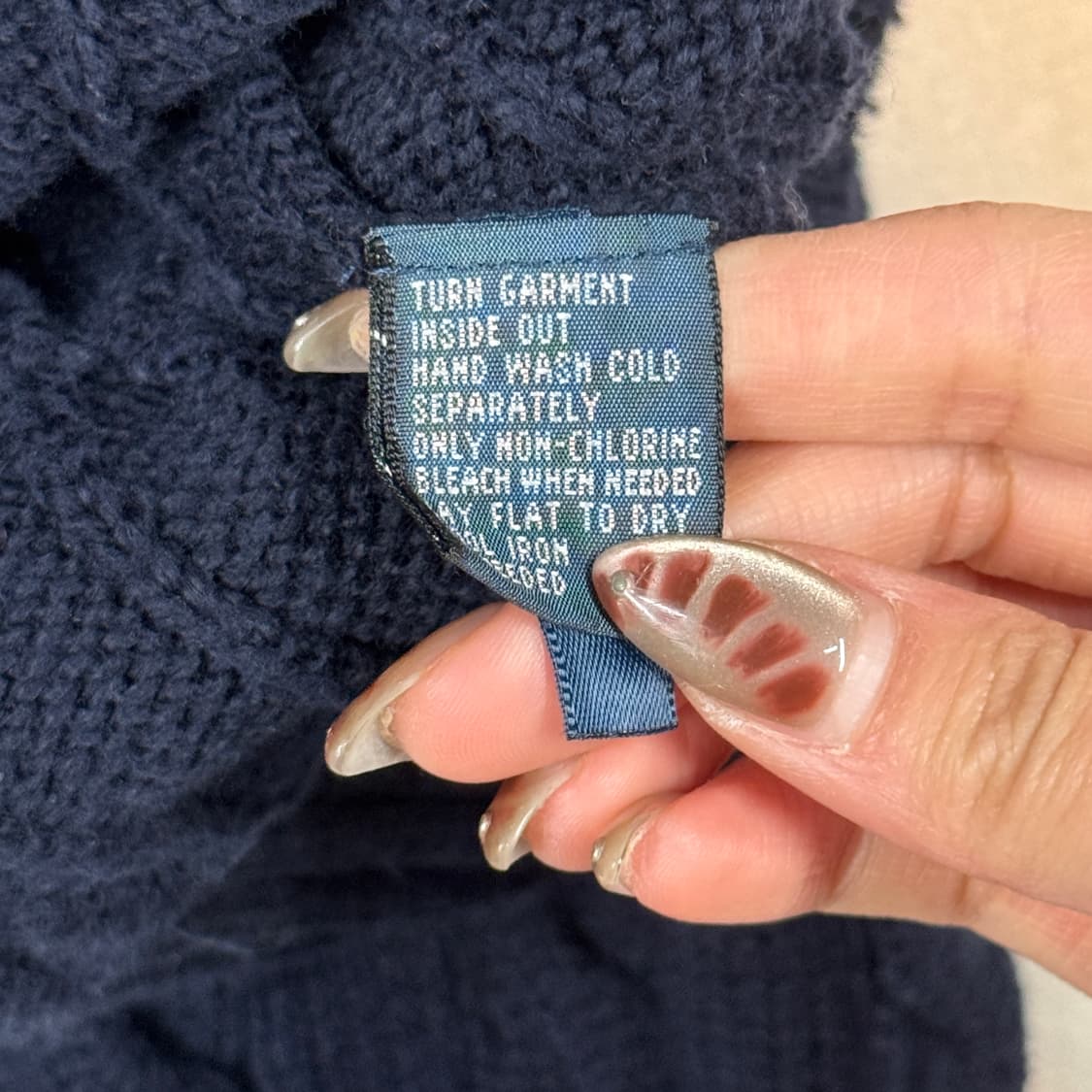 XL) 폴로 랄프로렌 케이블 꽈배기 라운드넥 니트 네이비 상품이미지7