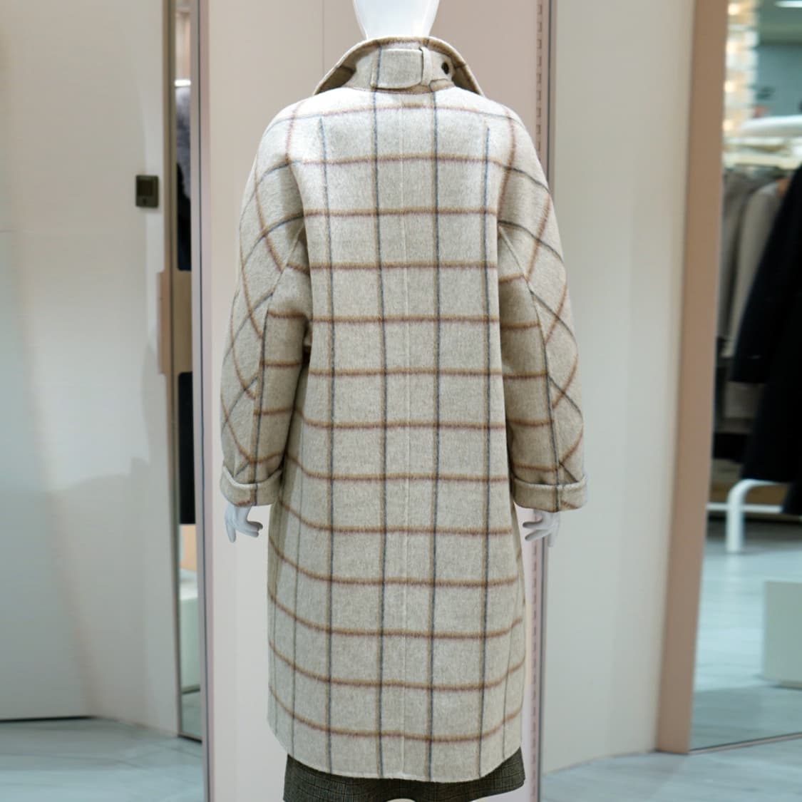 JJ지고트 JJ-RO 투웨이 카라 캐시울 체크코트 프리사이즈 상품이미지2