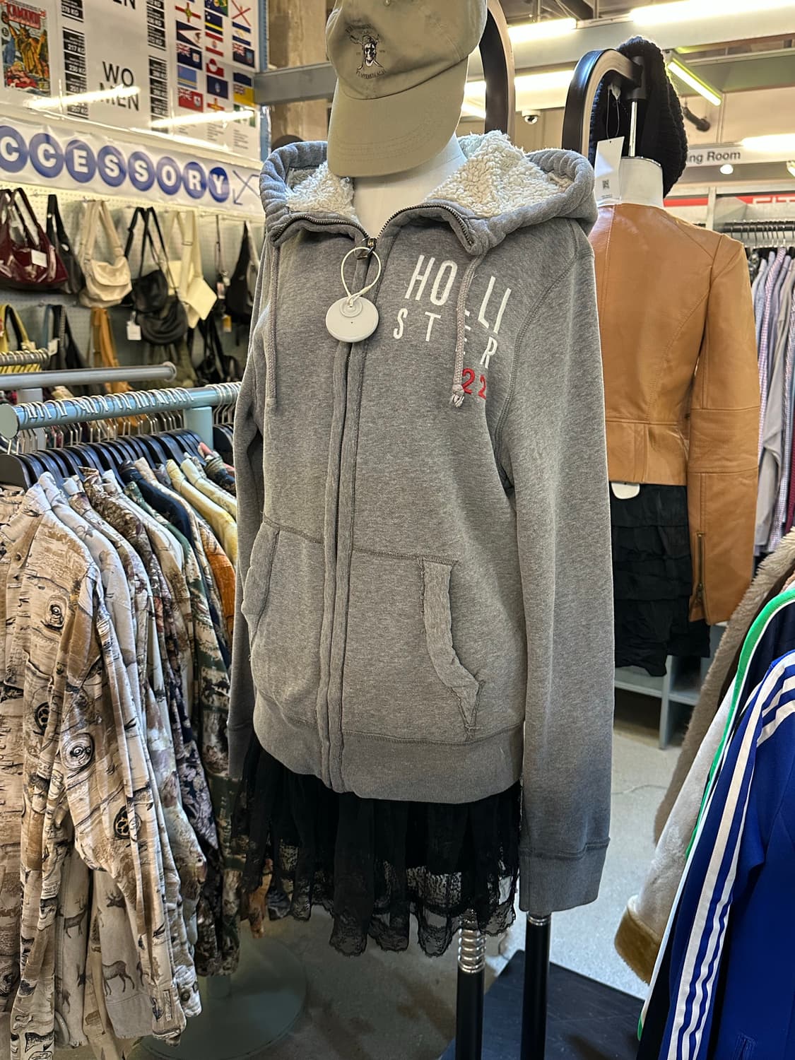 홀리스터 그레이 양털 후드집업 상품이미지1