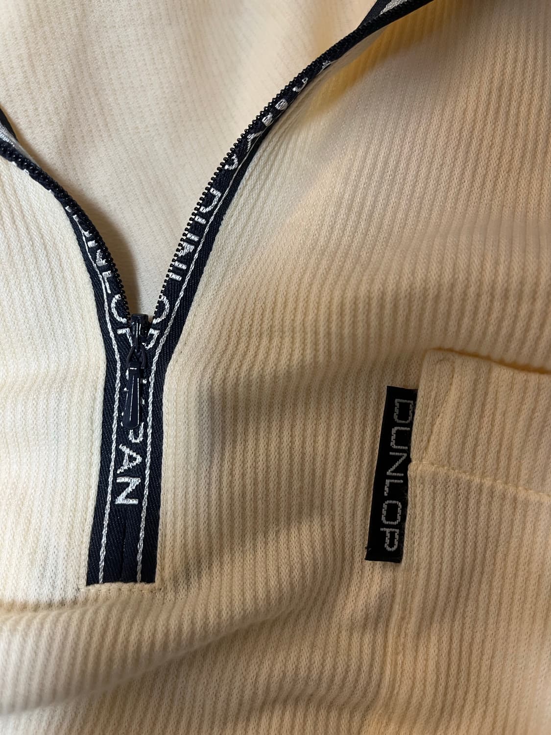 던롭 재팬 아이보리 골지 반팔 골프 카라티 L 상품이미지3