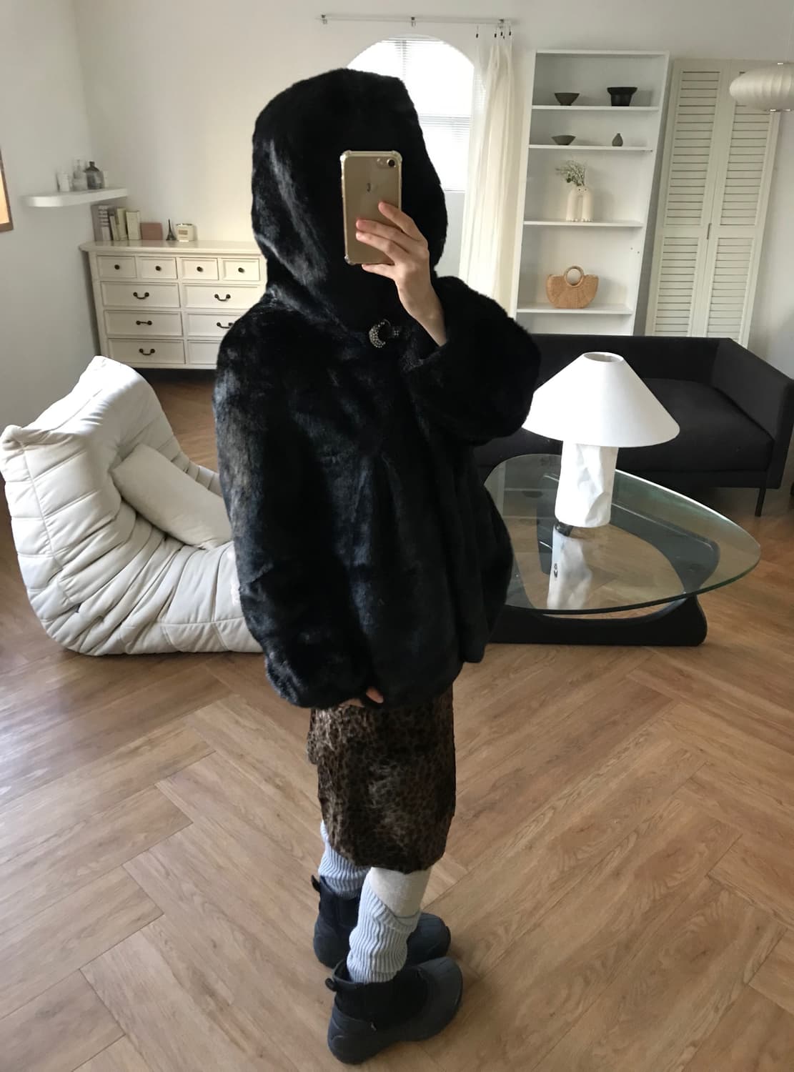 vintage eco fur hood jacket 상품이미지1