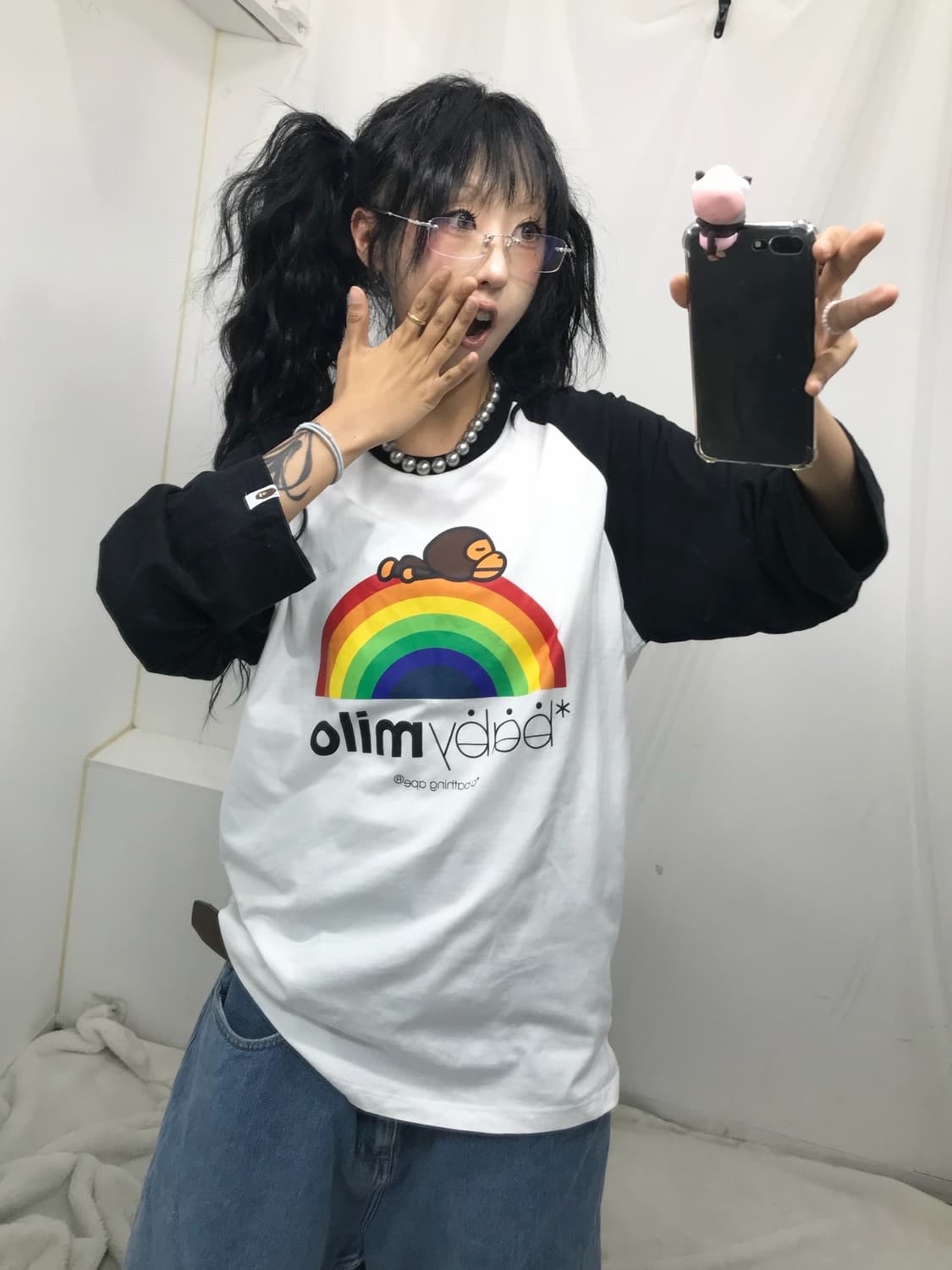 < Bape Baby Milo Rainbow Raglan T-shirt  상품이미지6