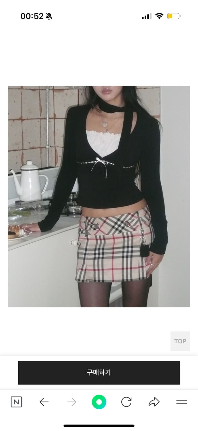 엔젤넘버555 베이지클래식 체크윈터스커트 베이비메탈클럽교복갸루 상품이미지4